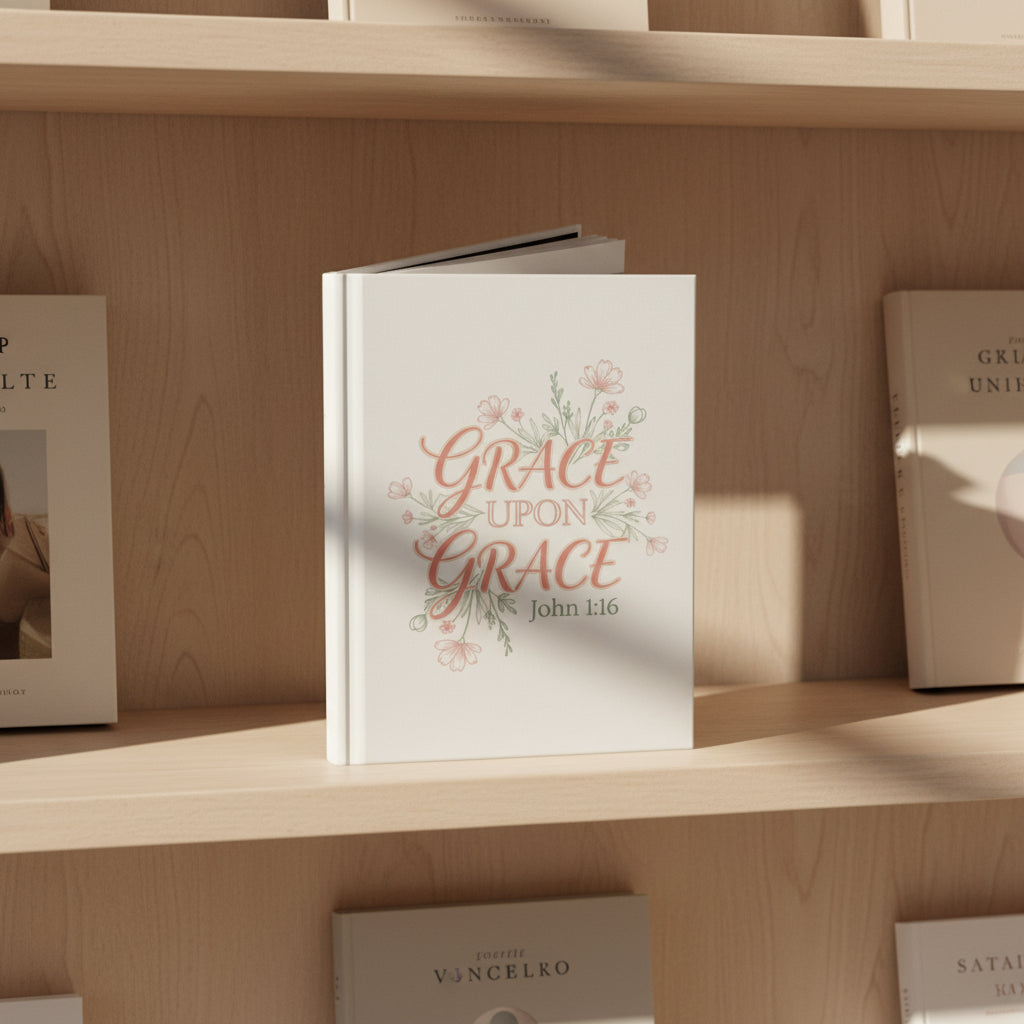 Grace Upon Grace Hardcover Journal — John 1:16 Floral Christian Notebook