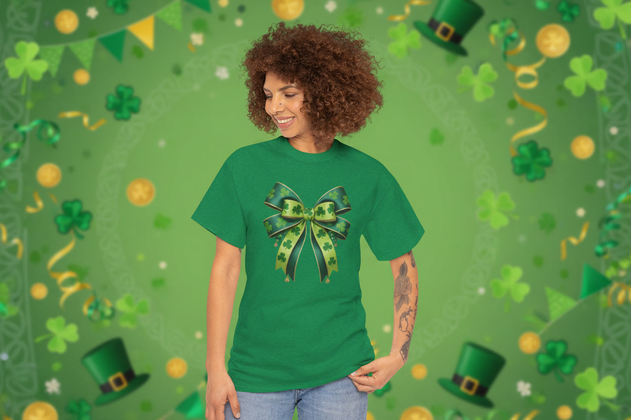 St. Patrick's Green Shamrock Bow T-Shirt