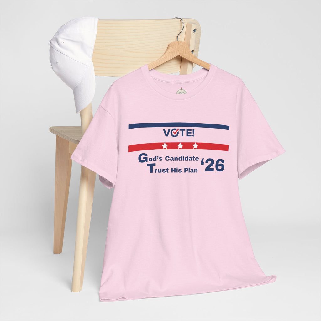 Political Vote '26 T‑Shirt — "God's Candidate Trust His Plan" Patriotic Tee