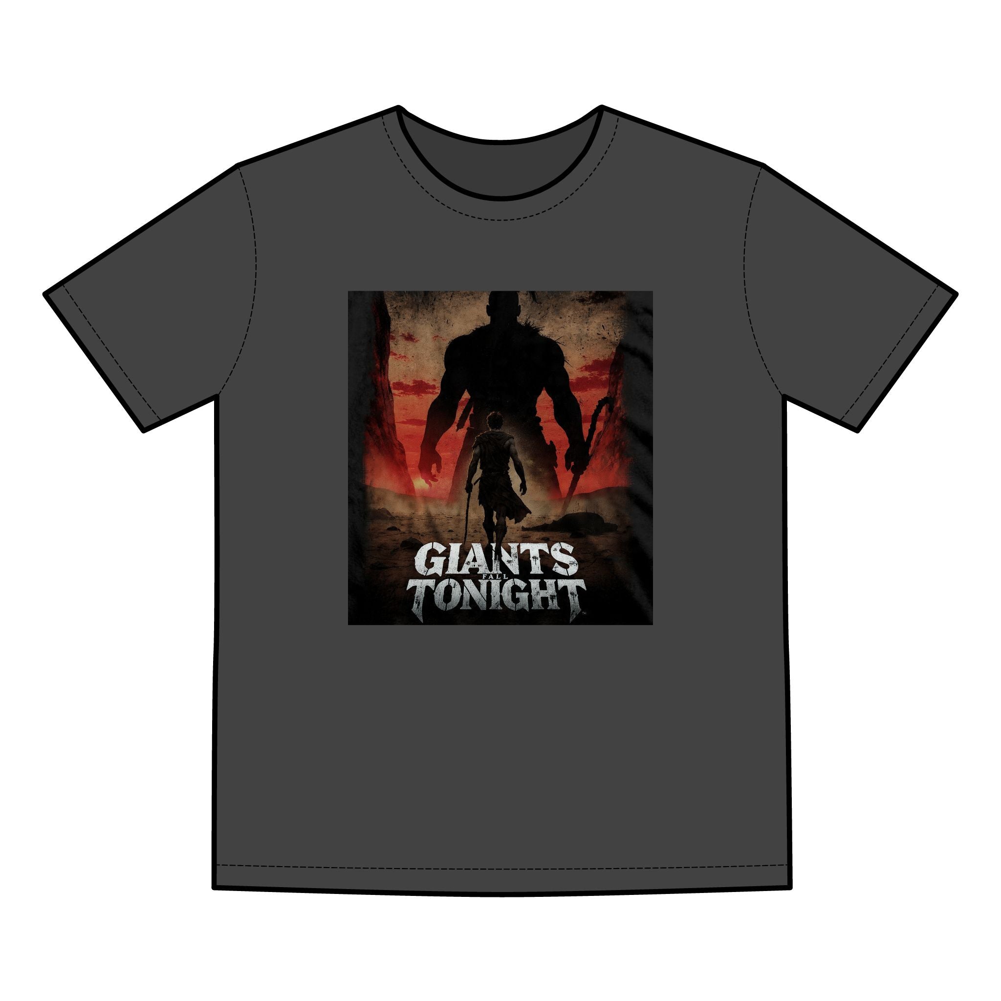 Giants Fall Tonight Graphic Tee - David and Goliath Faith Design