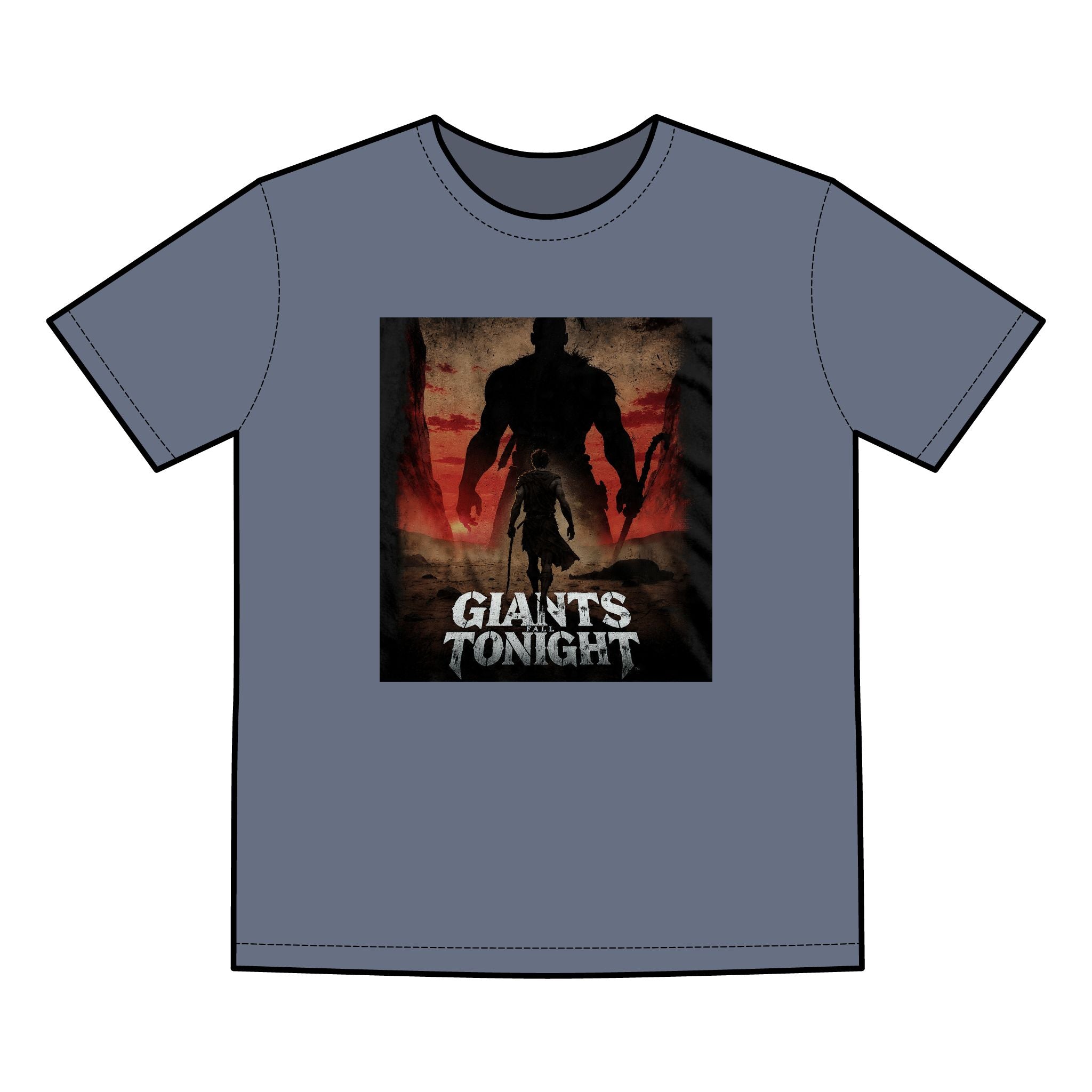Giants Fall Tonight Graphic Tee - David and Goliath Faith Design