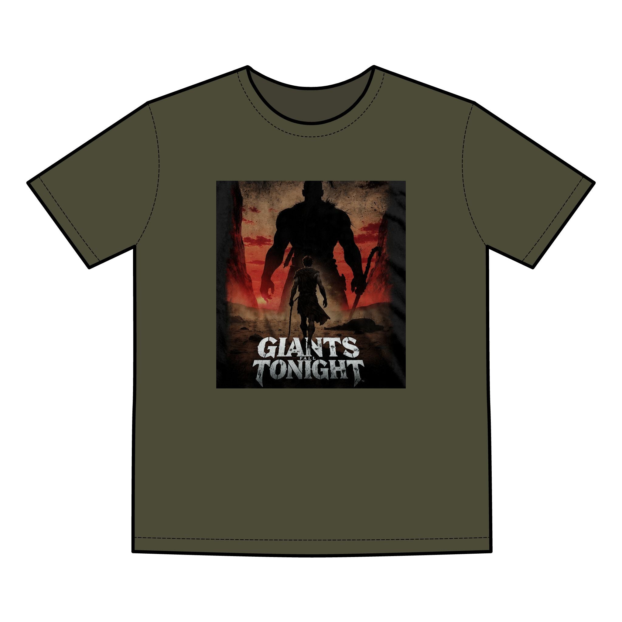 Giants Fall Tonight Graphic Tee - David and Goliath Faith Design