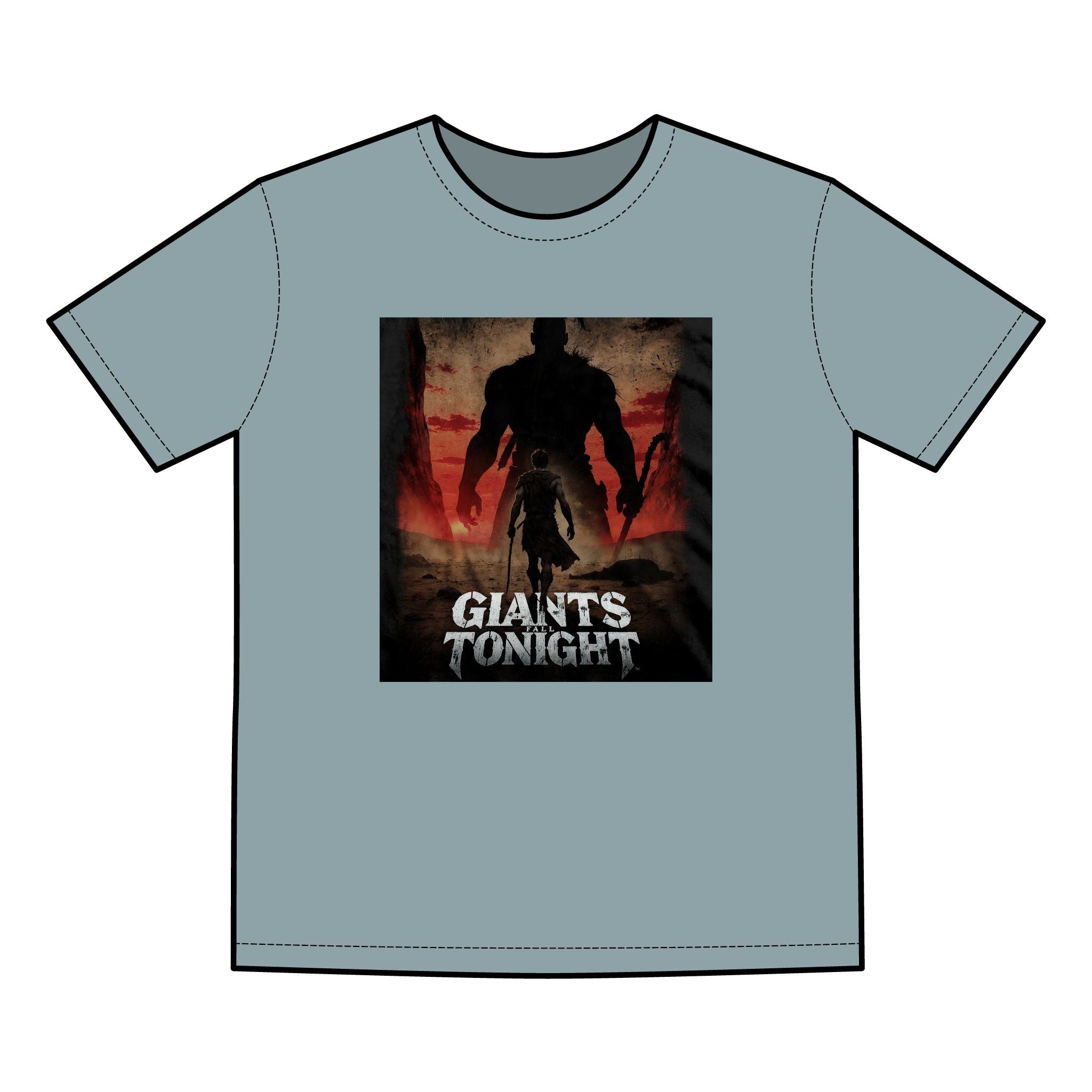 Giants Fall Tonight Graphic Tee - David and Goliath Faith Design