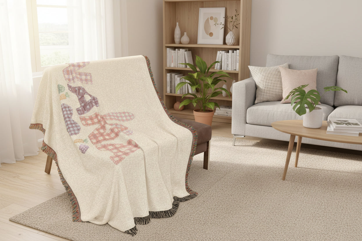 Nana Heart Woven Blanket — Cozy Plaid Patchwork Throw for Grandmothers