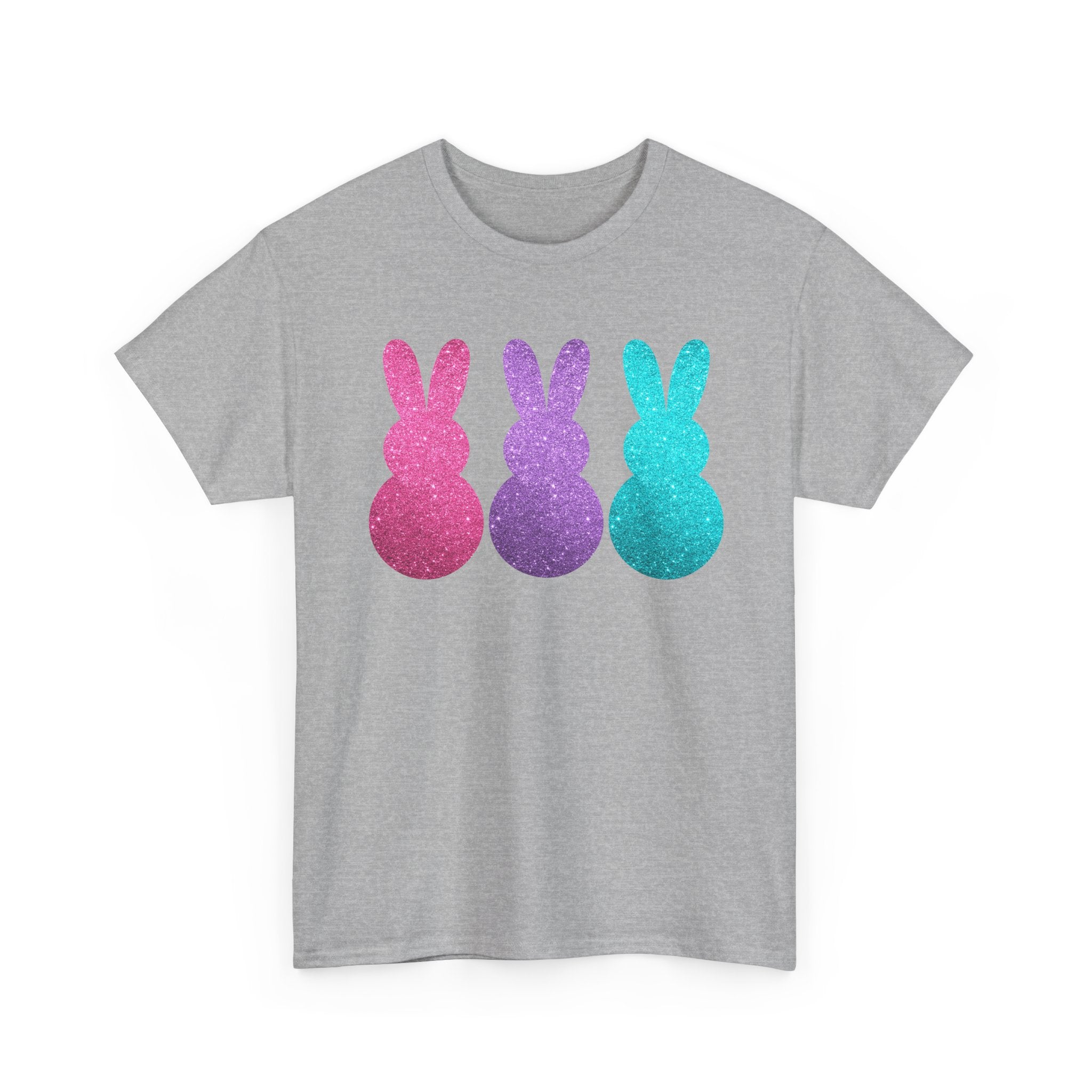 Glitter Pastel Bunny Trio Tee | Easter Rabbit Silhouette Shirt