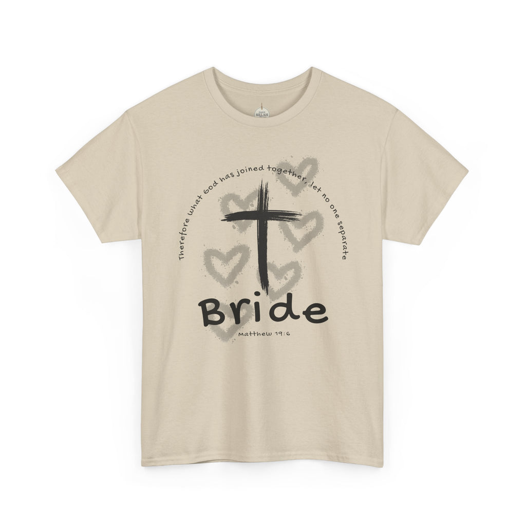Bride T-Shirt — Christian Cross & Hearts Bridal Faith Tee - Christian - Matthew 19:6