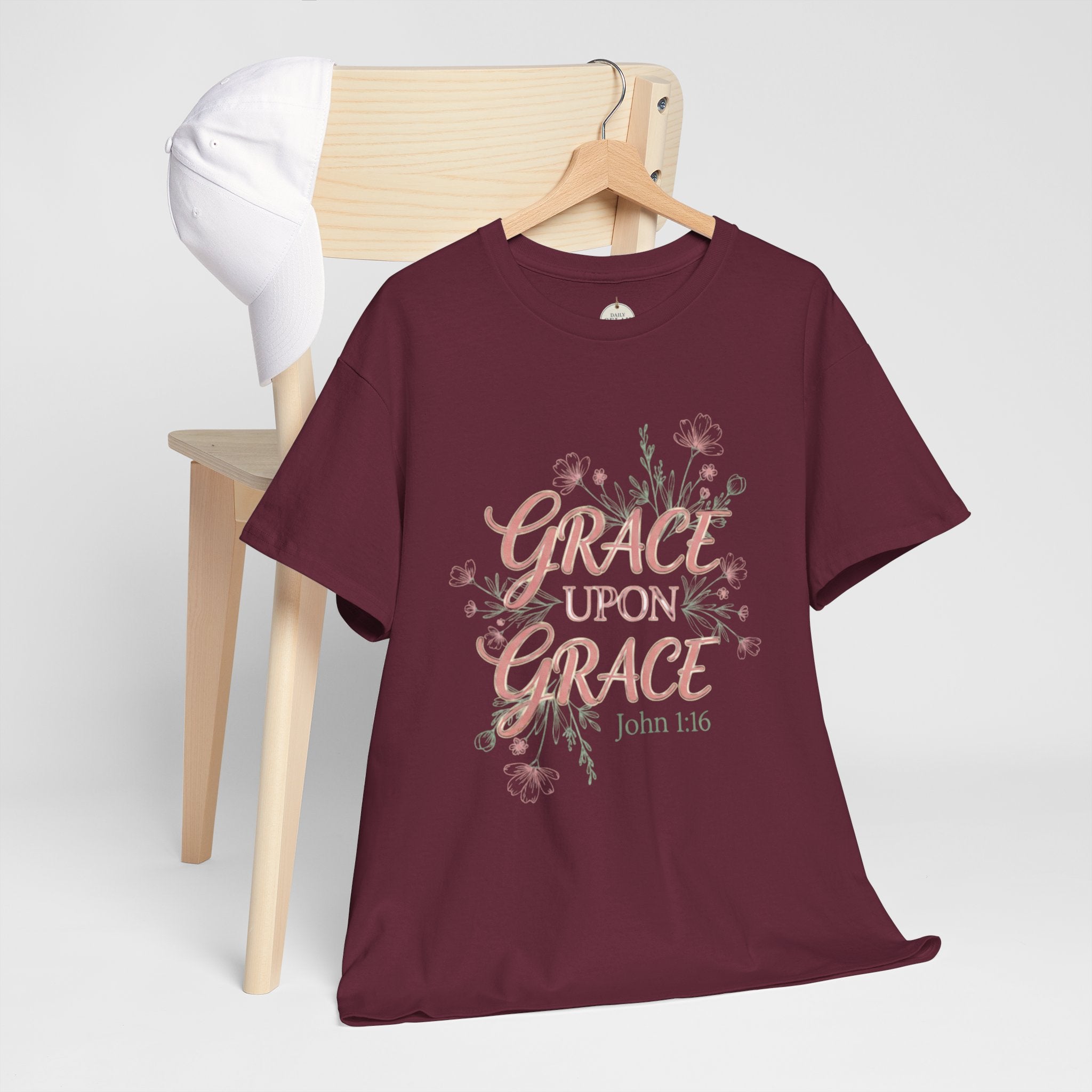 Grace Upon Grace Tee — John 1:16 Floral Christian T-Shirt