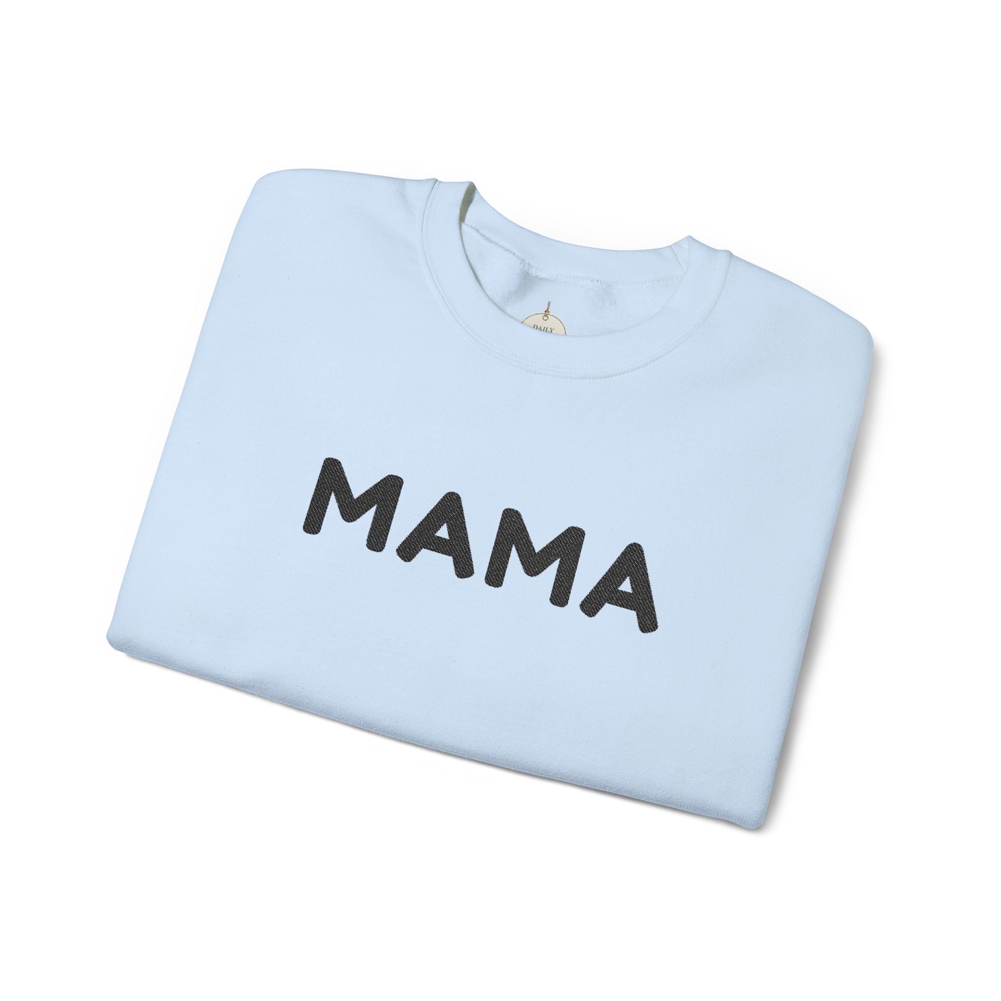 Embroidered - Personalized - Mama Crewneck Sweatshirt — Cozy Mother's Day Pullover with Heart Sleeve Detail