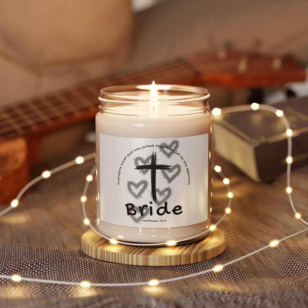 Bride Soy Candle — Christian Cross & Hearts Scented Jar (9oz)
