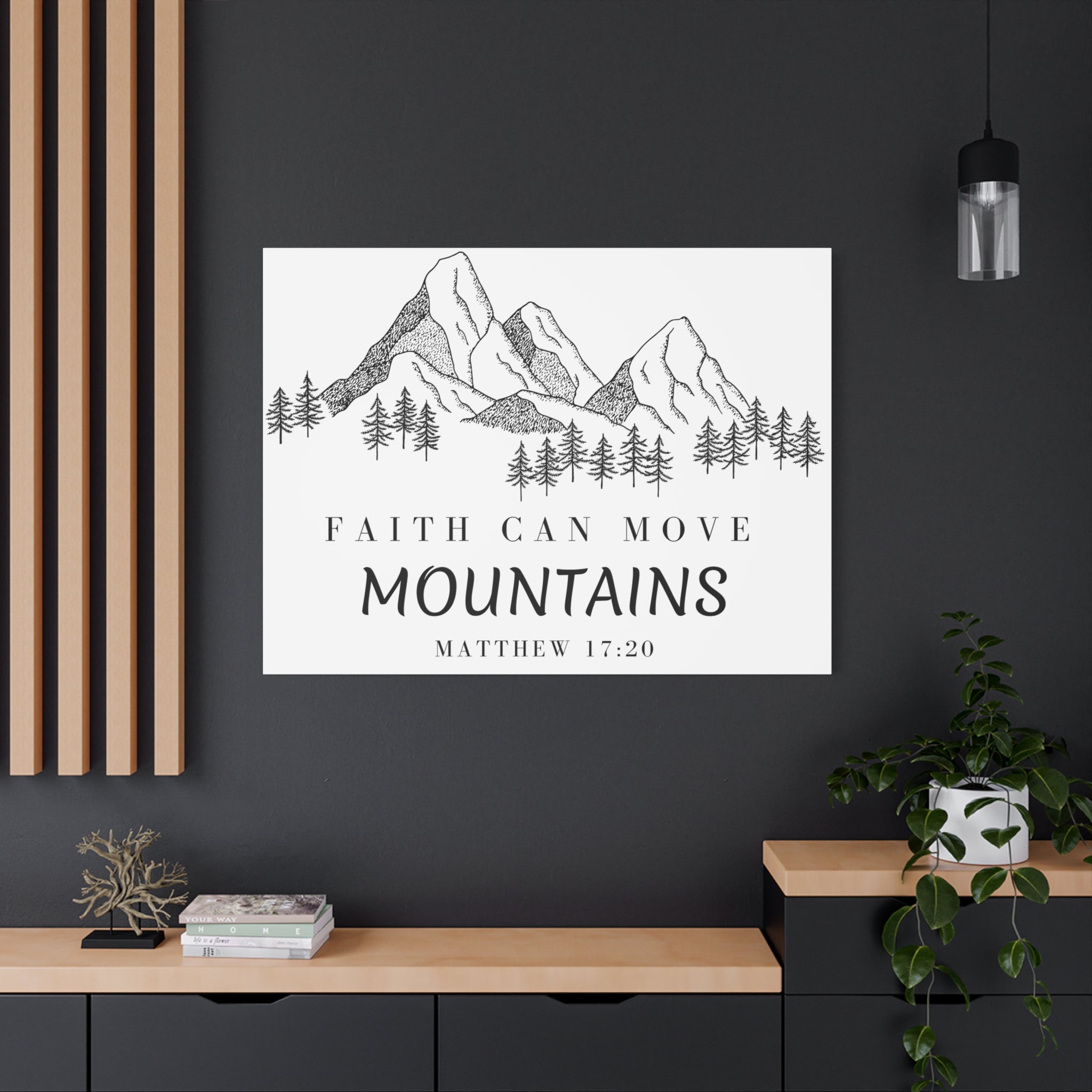 Faith Can Move Mountains Canvas Wall Art — Matthew 17:20 Inspirational Mountain Print