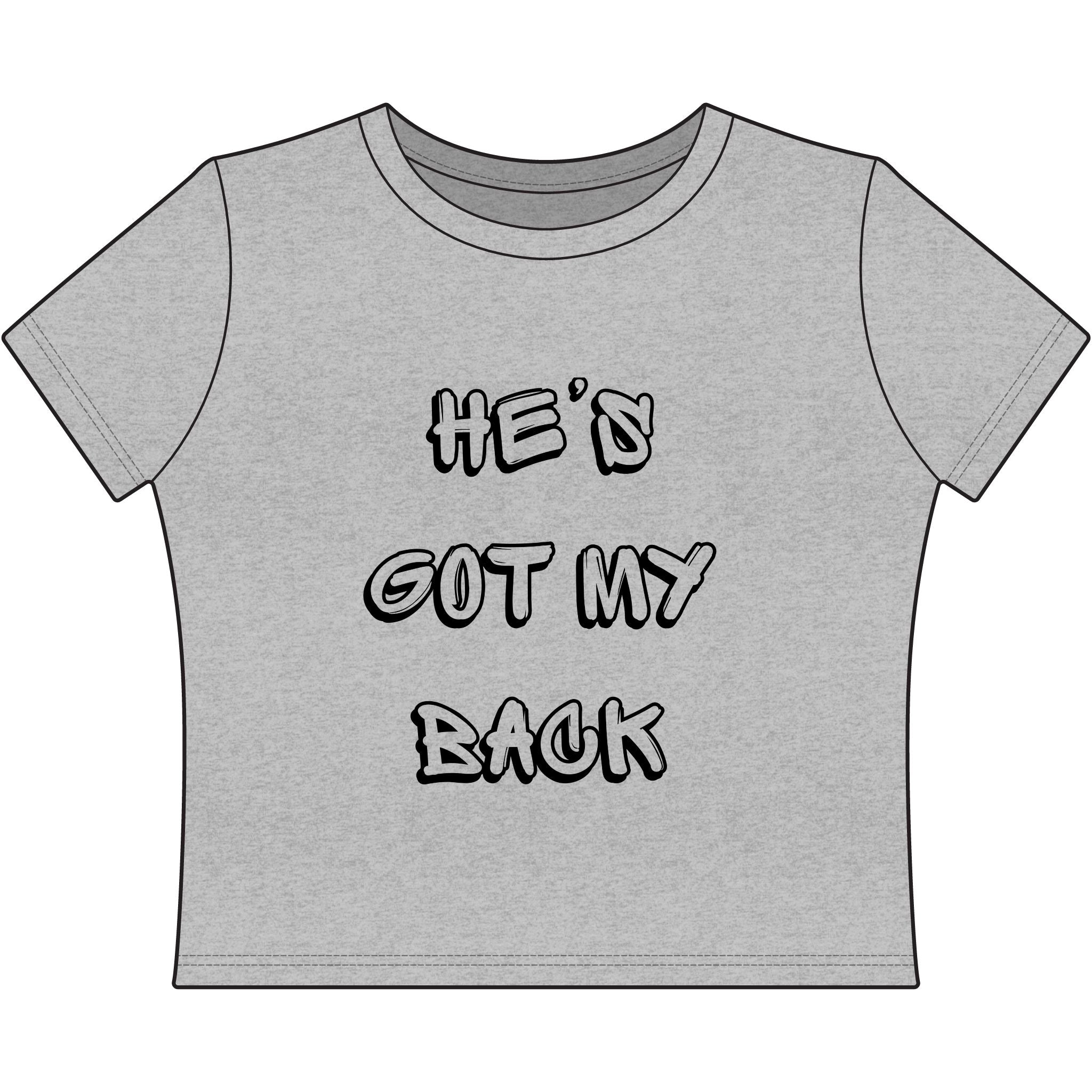 Child of God Women's Baby Tee — He's Got My Back Religious Graphic Top
