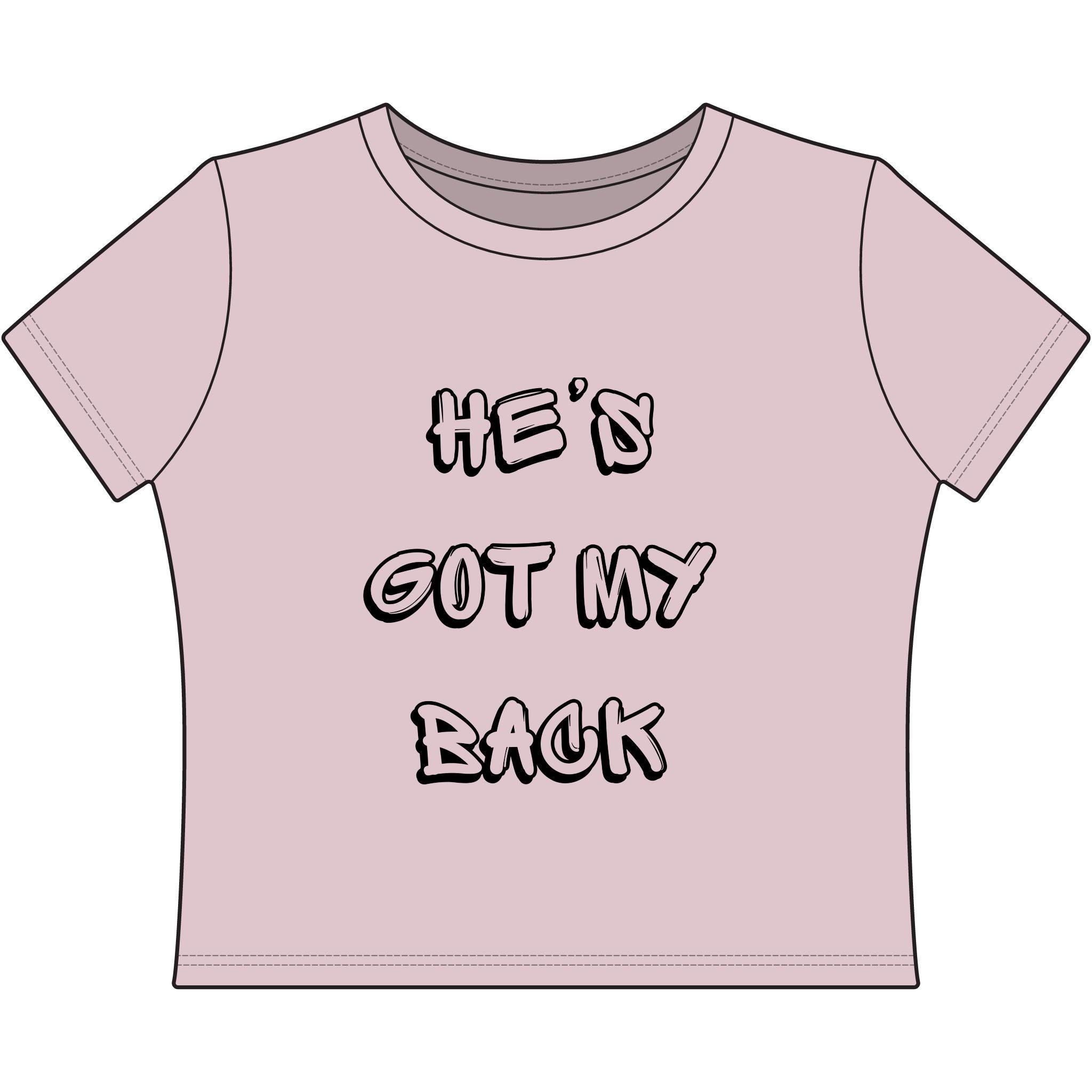 Child of God Women's Baby Tee — He's Got My Back Religious Graphic Top