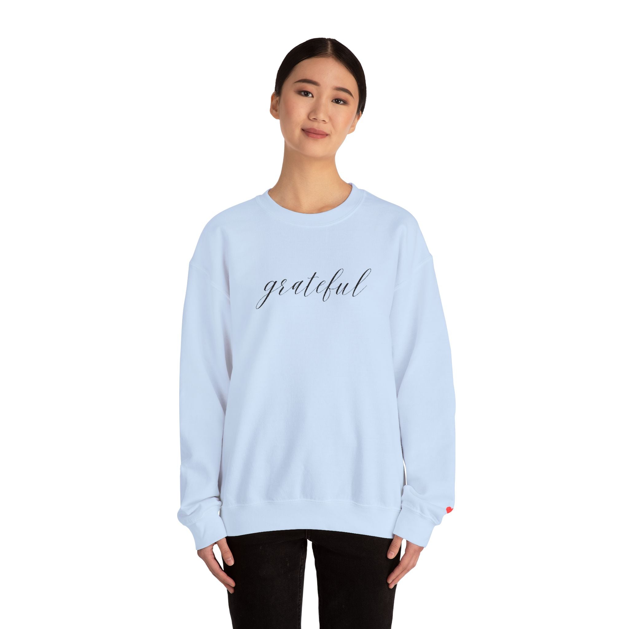 Embroidered Grateful Script Crewneck Sweatshirt