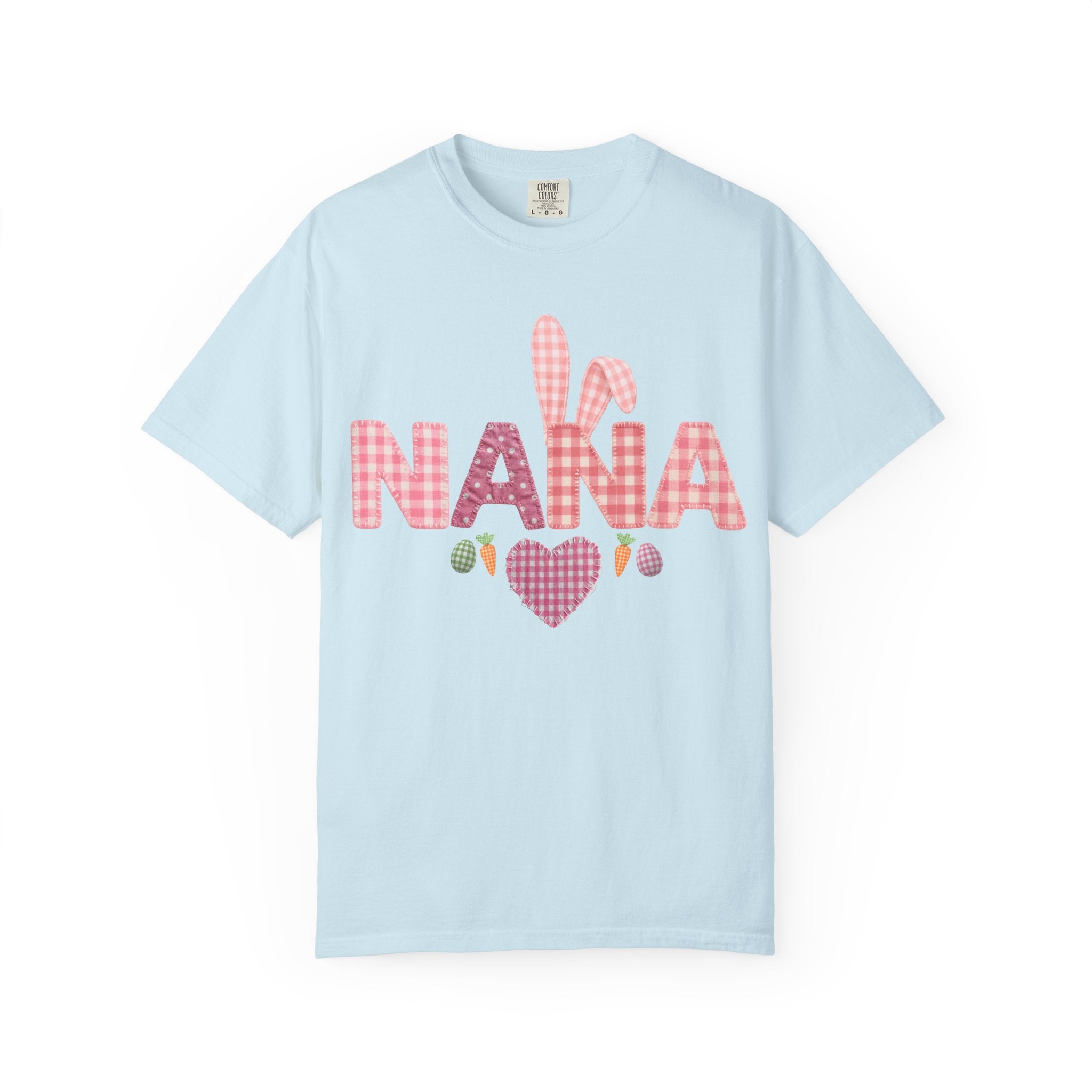 Nana Pink Gingham Heart Easter T-Shirt Comfort Colors