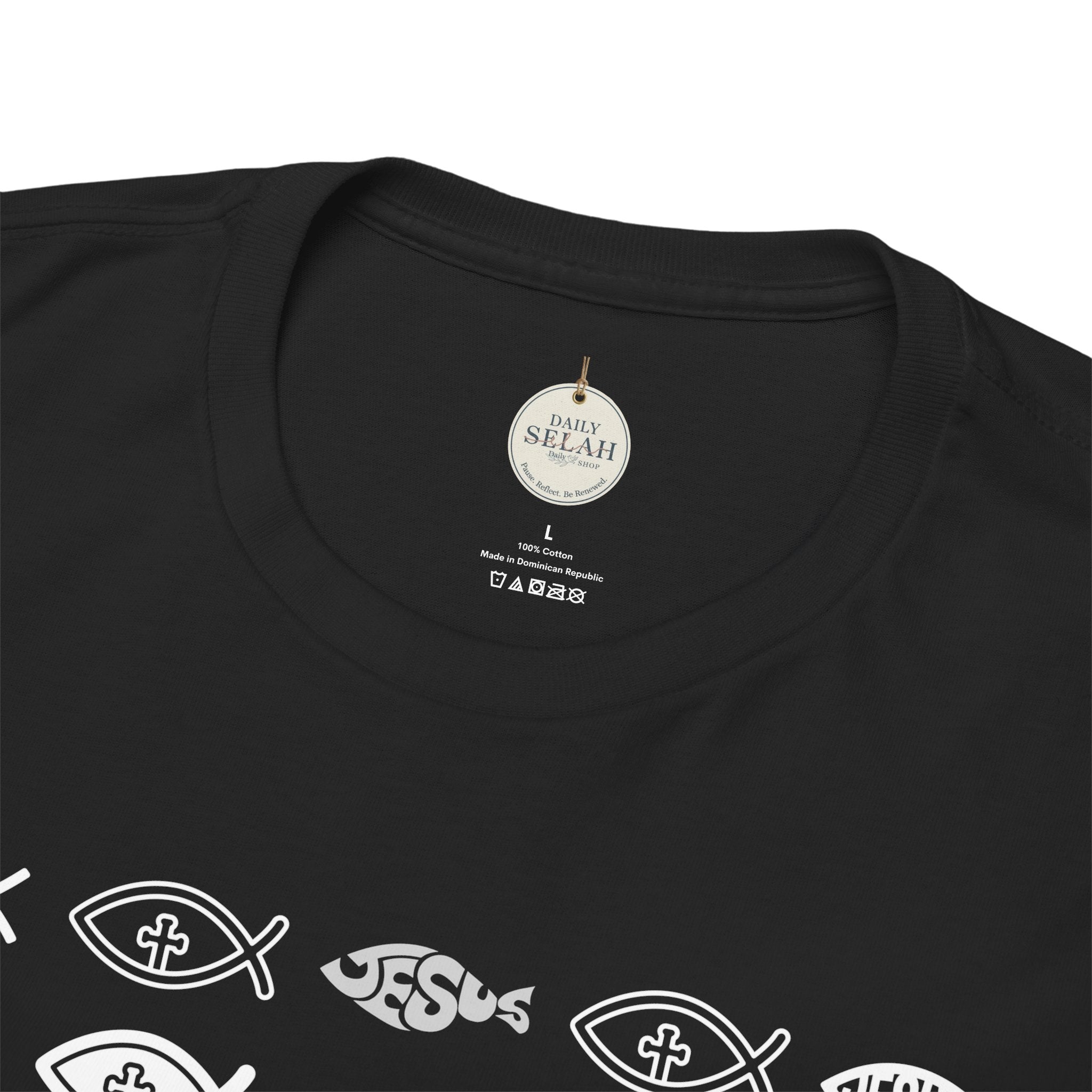 Christian Fish Pattern T‑Shirt — Ichthys Faith Tee - JESUS FISH