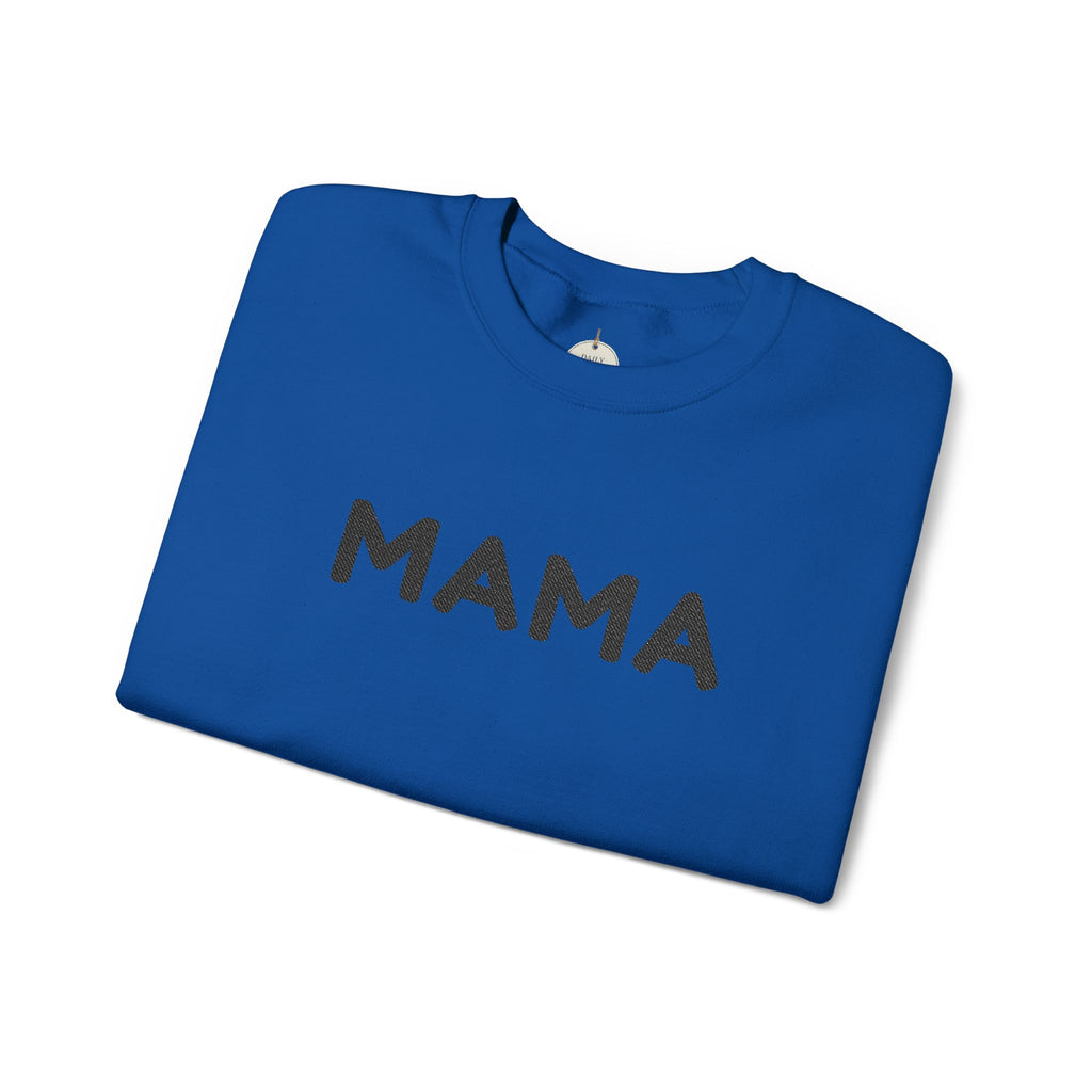 Embroidered - Personalized - Mama Crewneck Sweatshirt — Cozy Mother's Day Pullover with Heart Sleeve Detail