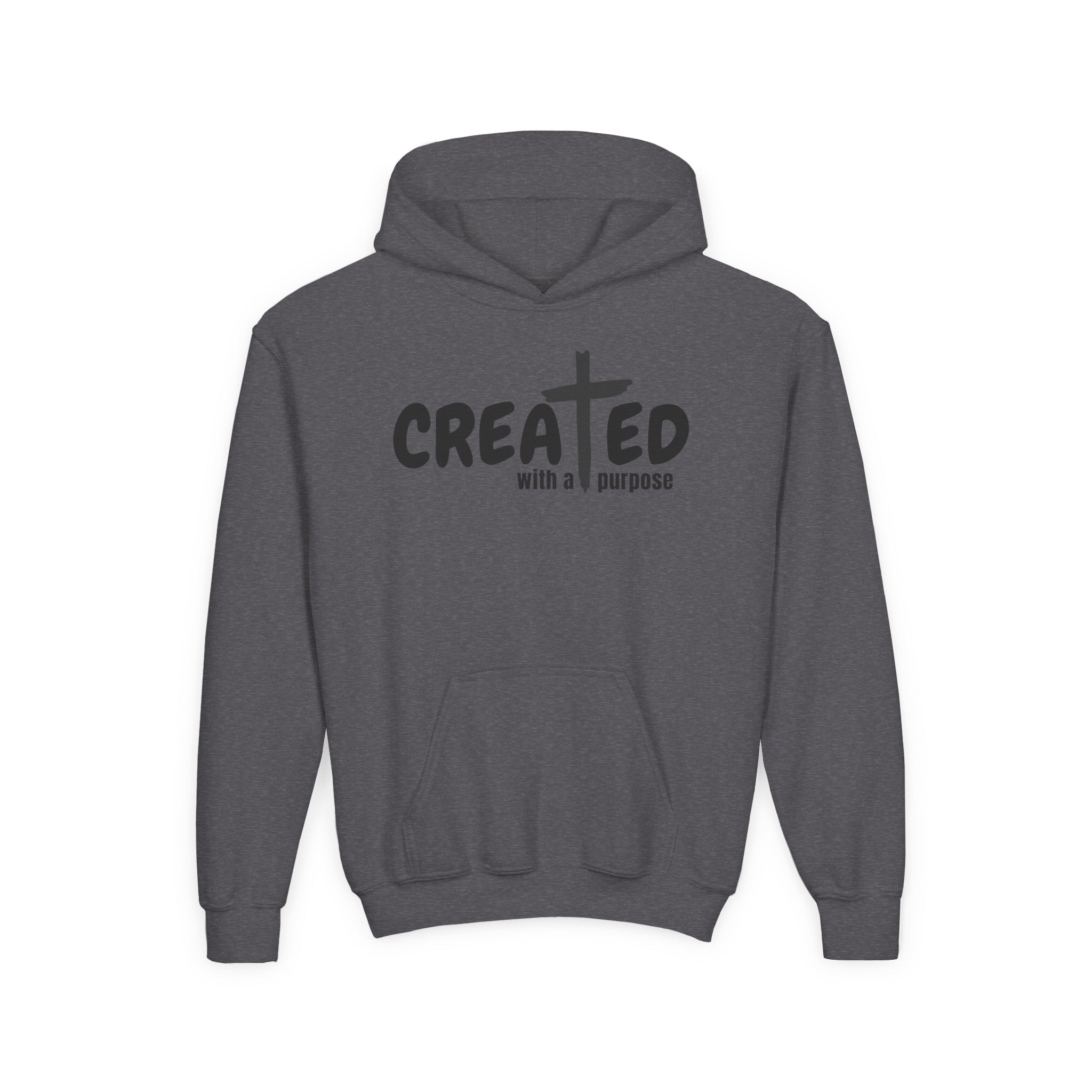 ‘Created With A Purpose’ Youth Hoodie — Christian Faith Kid’s Pullover