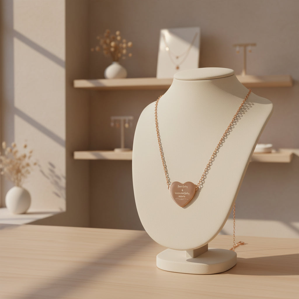 Engraved Heart Necklace — “Fearfully & Wonderfully made” Sterling Pendant