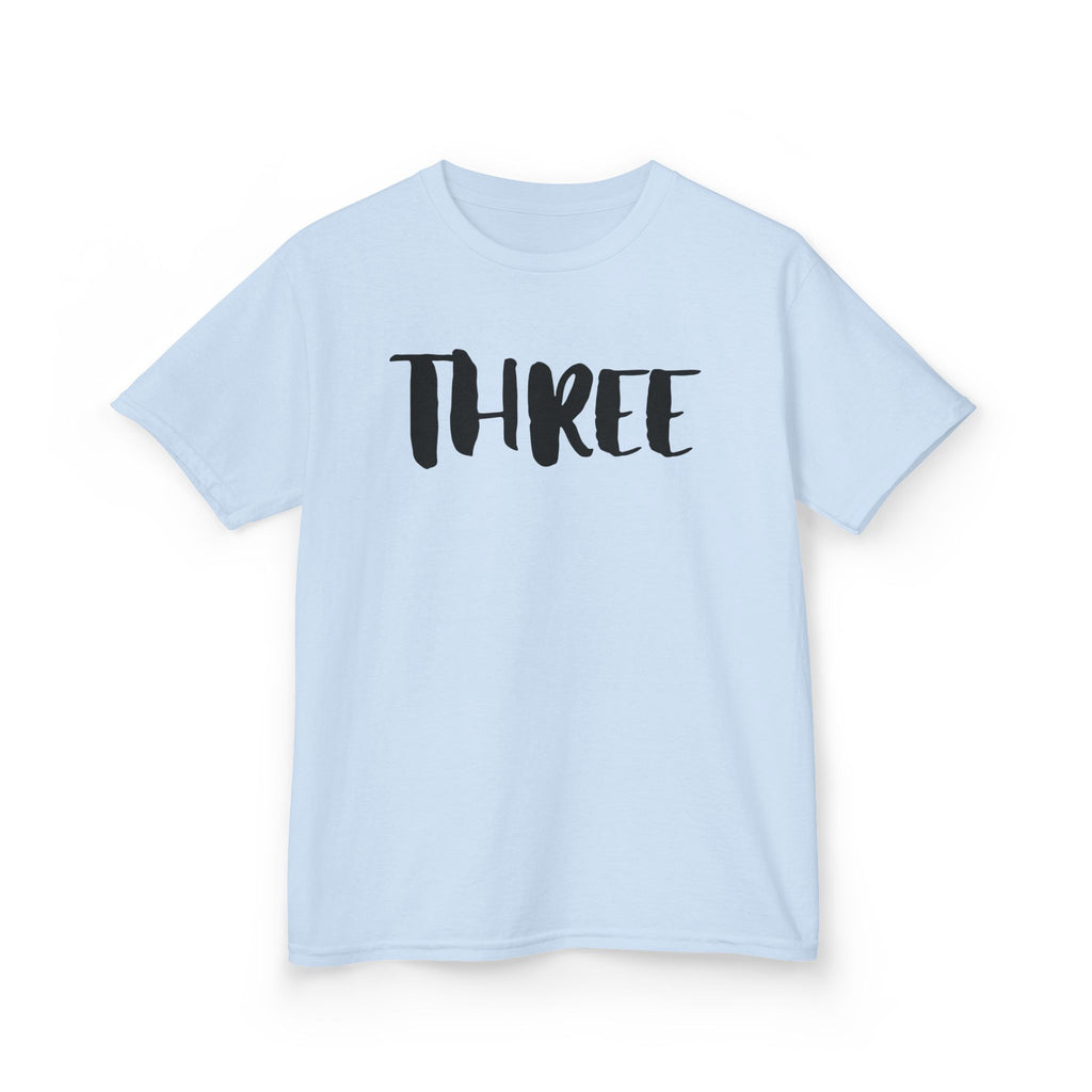 Kids Tee — "Three" Birthday Shirt, 3rd Birthday Toddler T‑Shirt