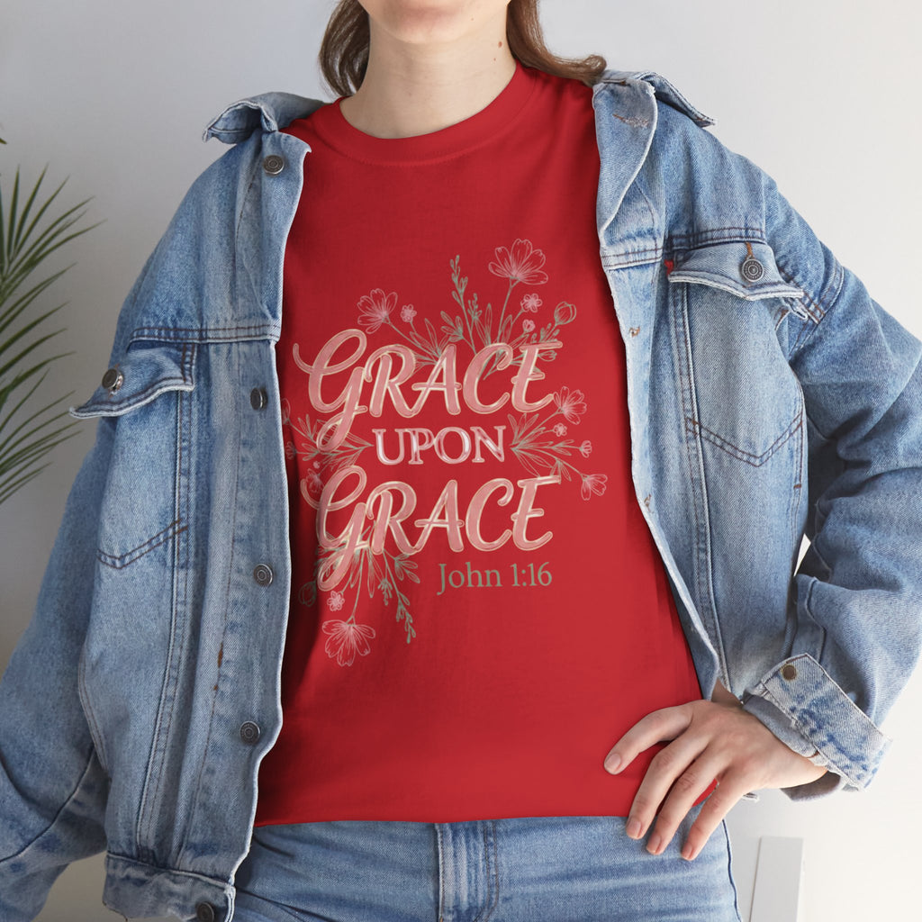 Grace Upon Grace Tee — John 1:16 Floral Christian T-Shirt