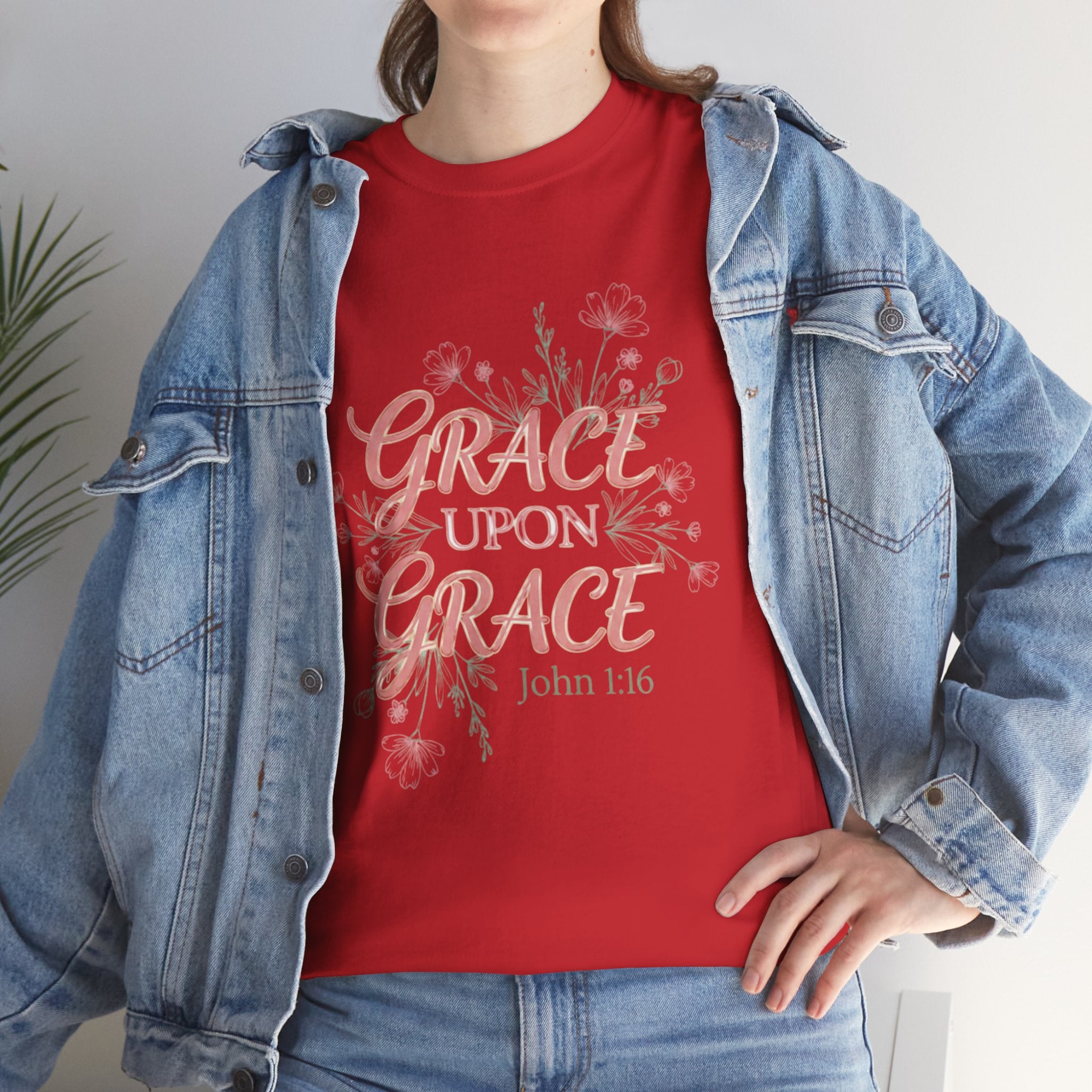 Grace Upon Grace Tee — John 1:16 Floral Christian T-Shirt