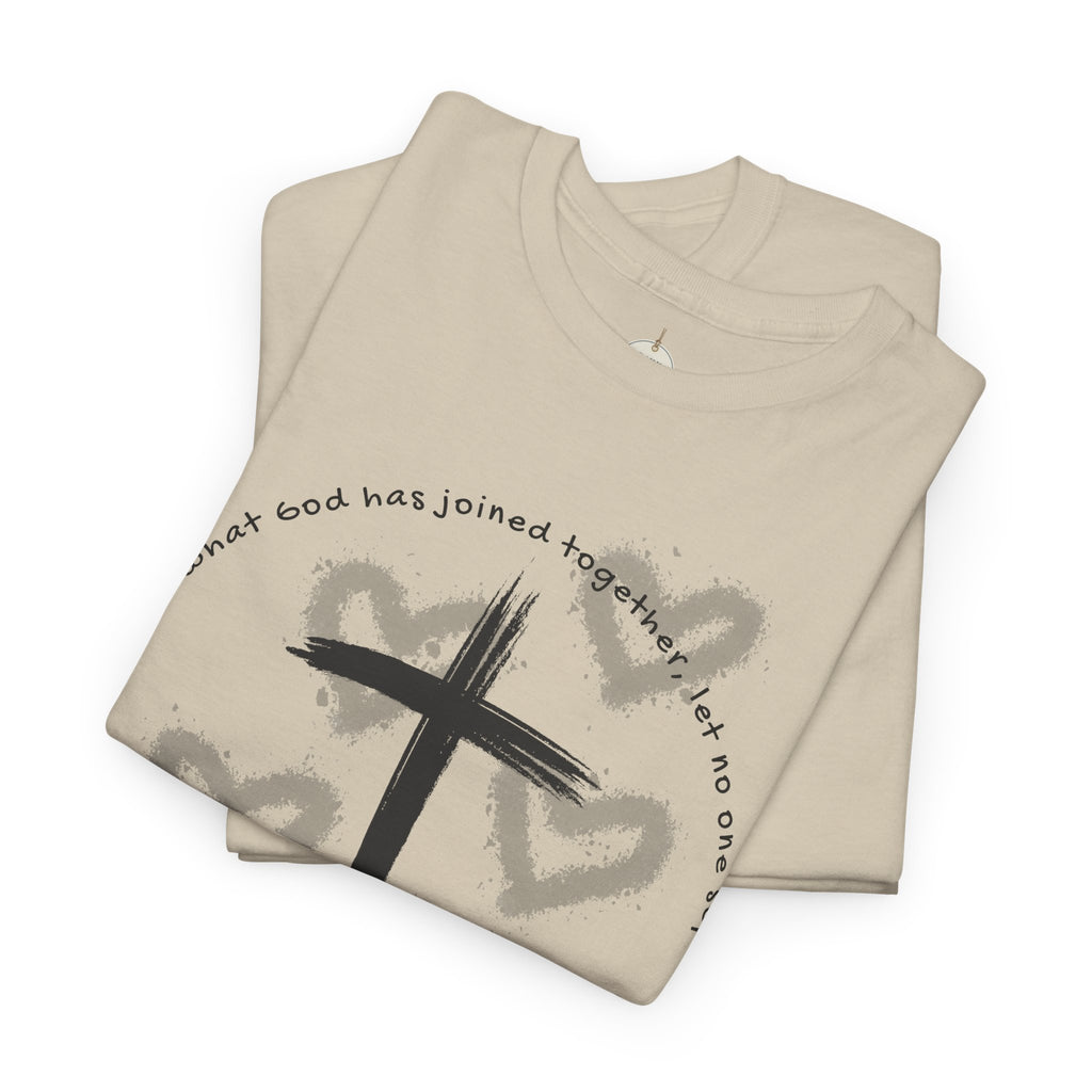 Bride T-Shirt — Christian Cross & Hearts Bridal Faith Tee - Christian - Matthew 19:6