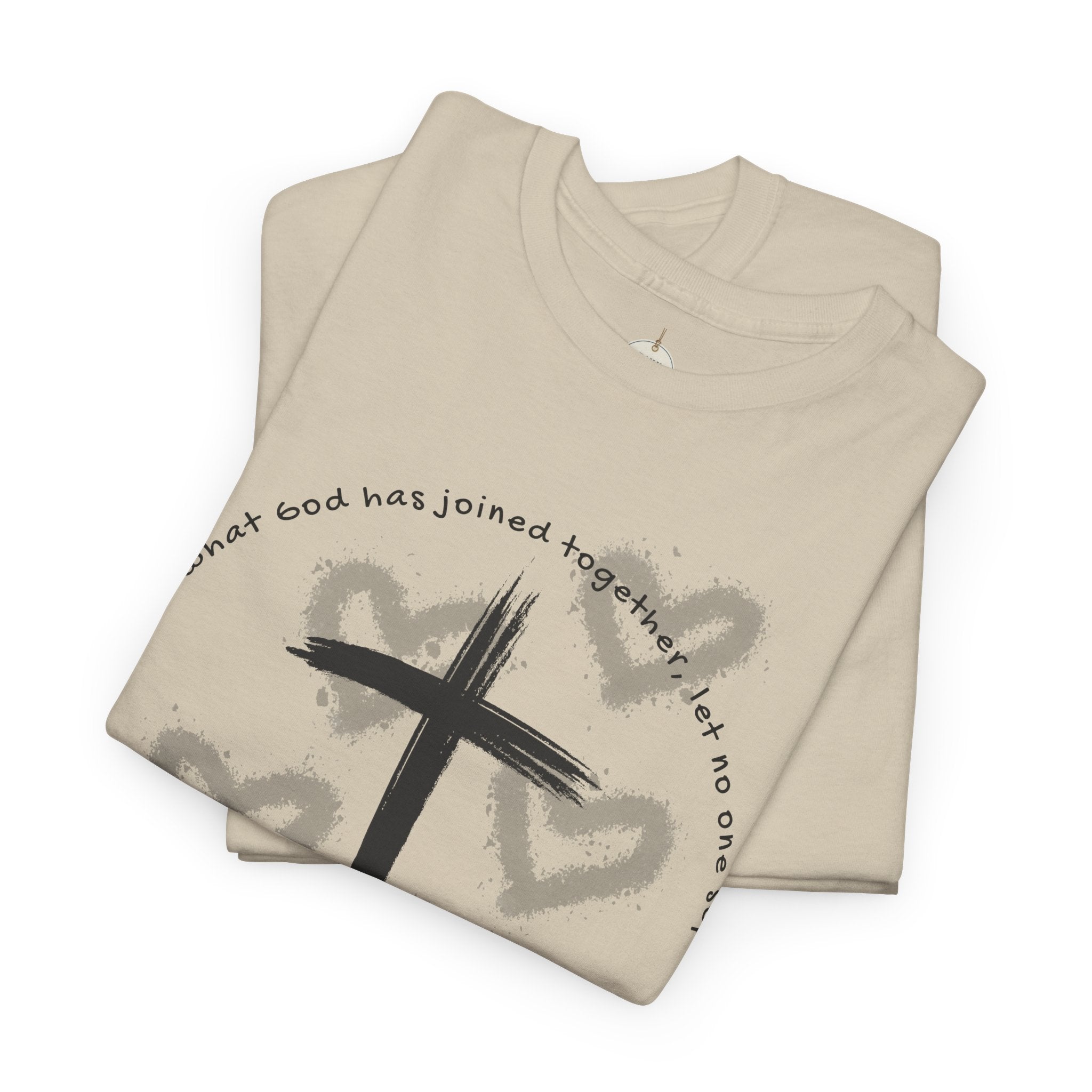 Bride T-Shirt — Christian Cross & Hearts Bridal Faith Tee - Christian - Matthew 19:6