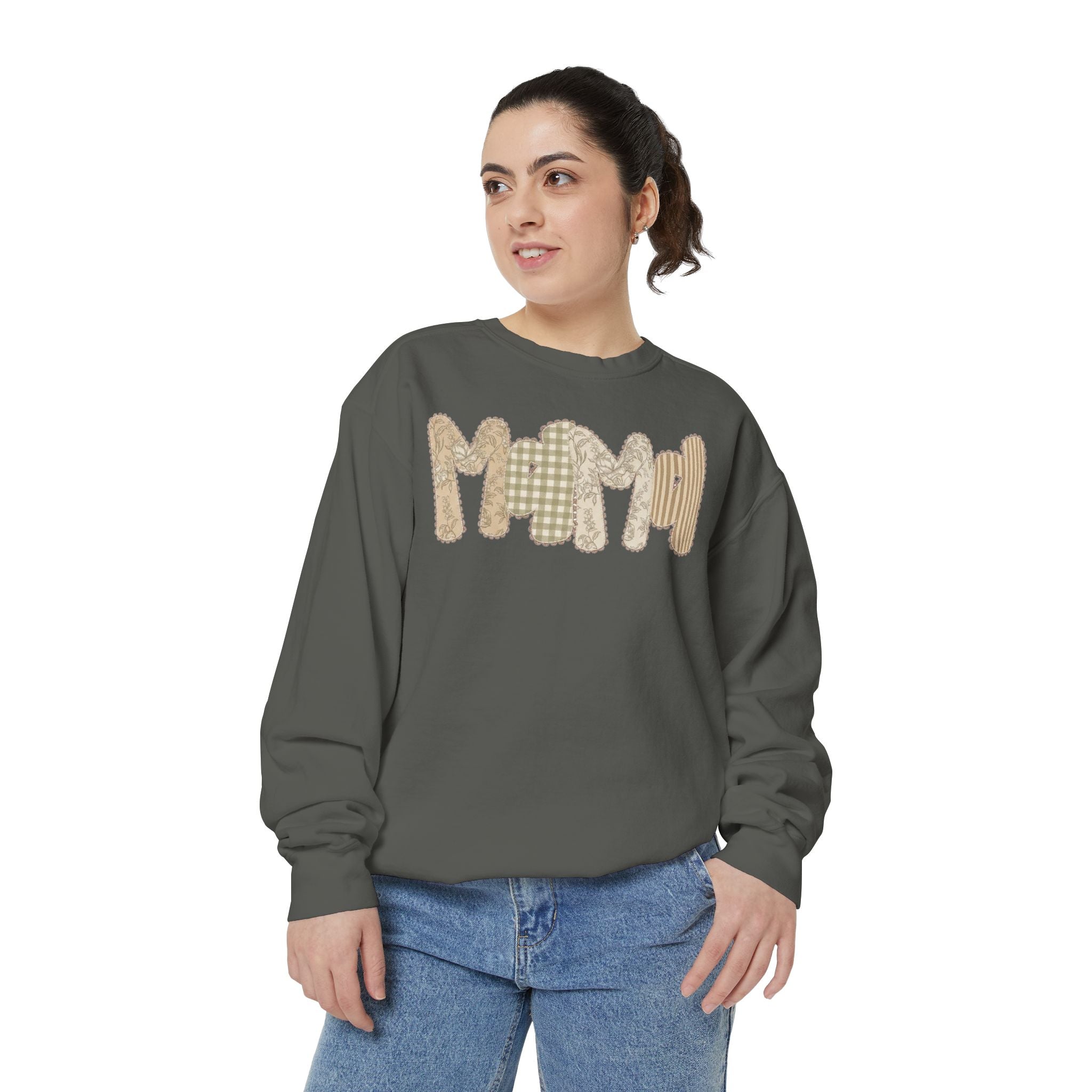 Mama Plaid Patchwork Sweatshirt (Comfort Colors)
