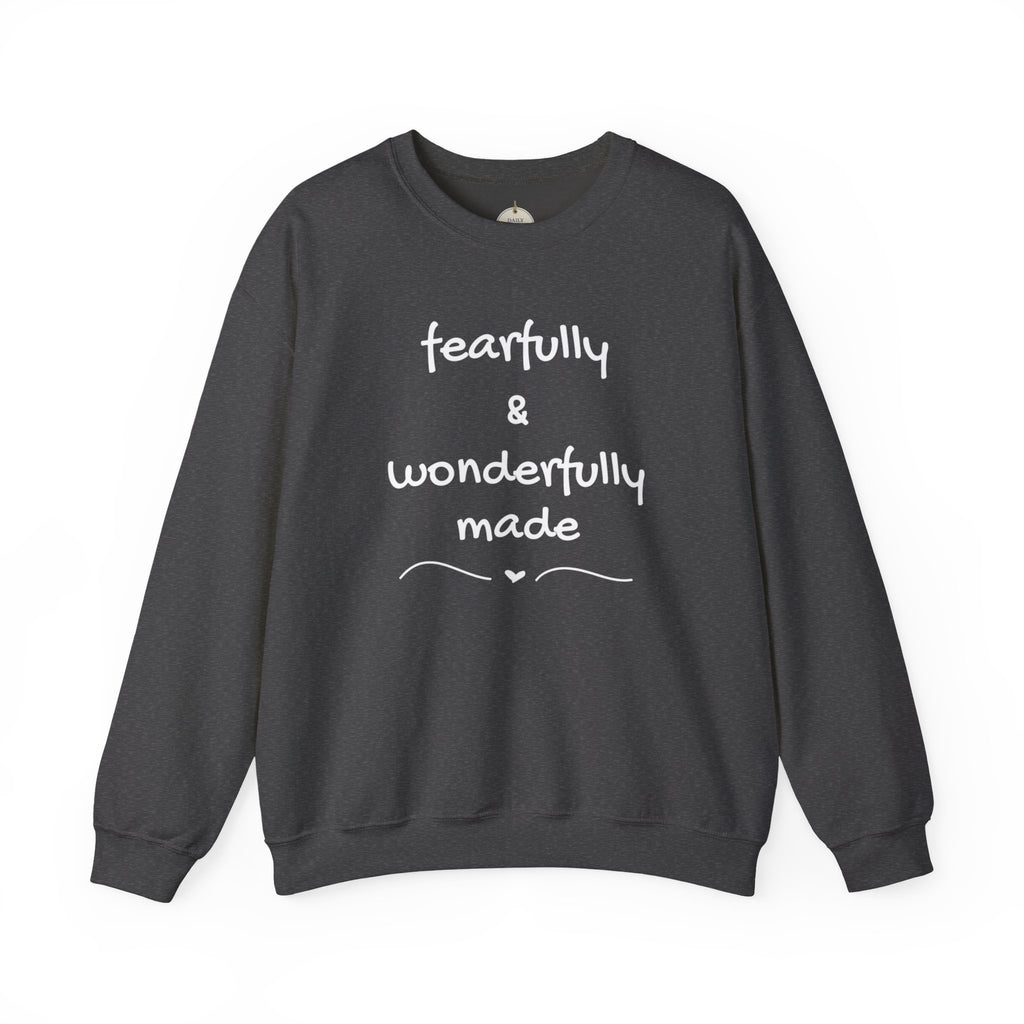 Faith-Based Crewneck Sweatshirt — "Fearfully & Wonderfully Made" Inspirational Pullover