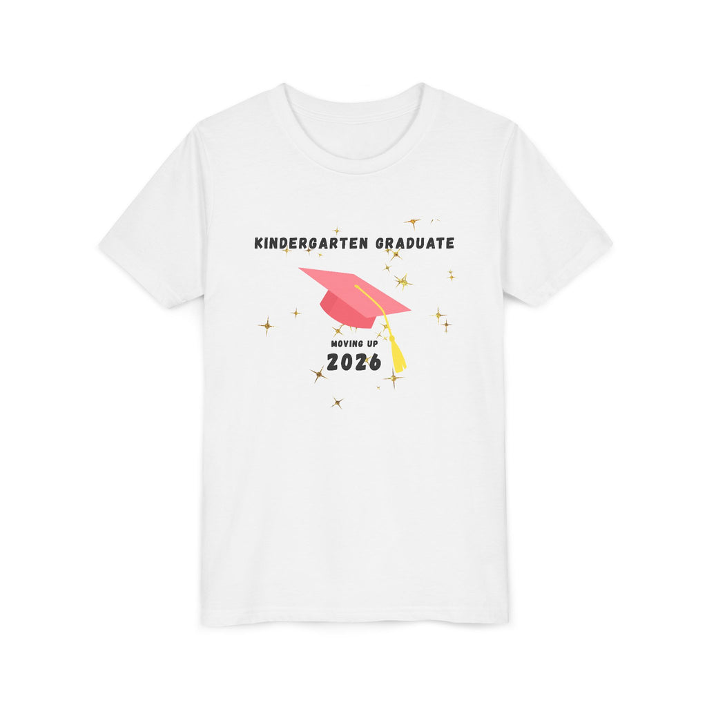 Kindergarten Graduate 2026 Youth Tee — Moving Up Graduation Cap Shirt