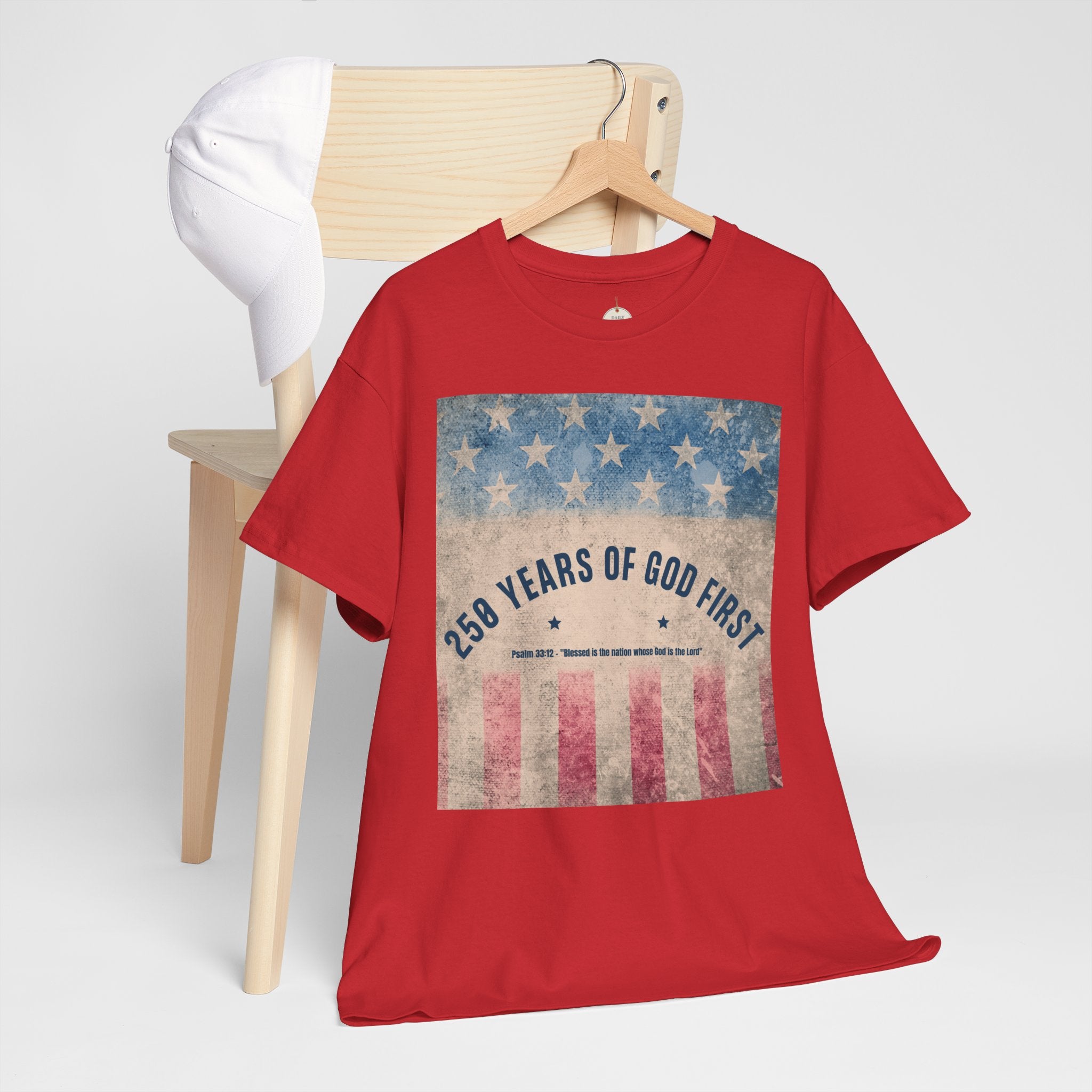 God First 250 Years Vintage American Flag  and Patriotic T-Shirt