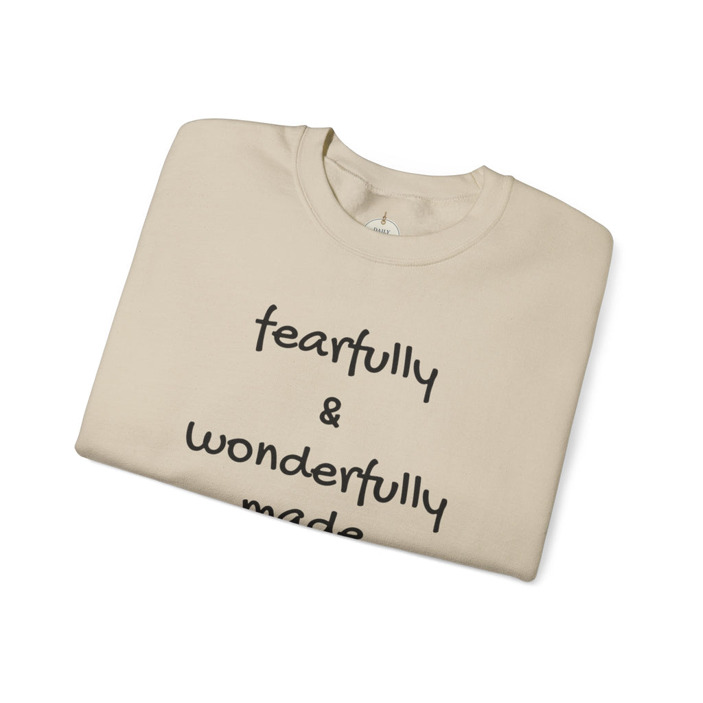 Faith-Based Crewneck Sweatshirt — "Fearfully & Wonderfully Made" Inspirational Pullover