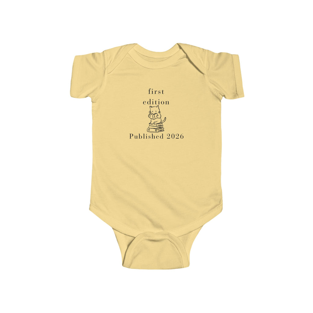 First Edition Published 2026 Infant Bodysuit | Baby Book Lover Logo