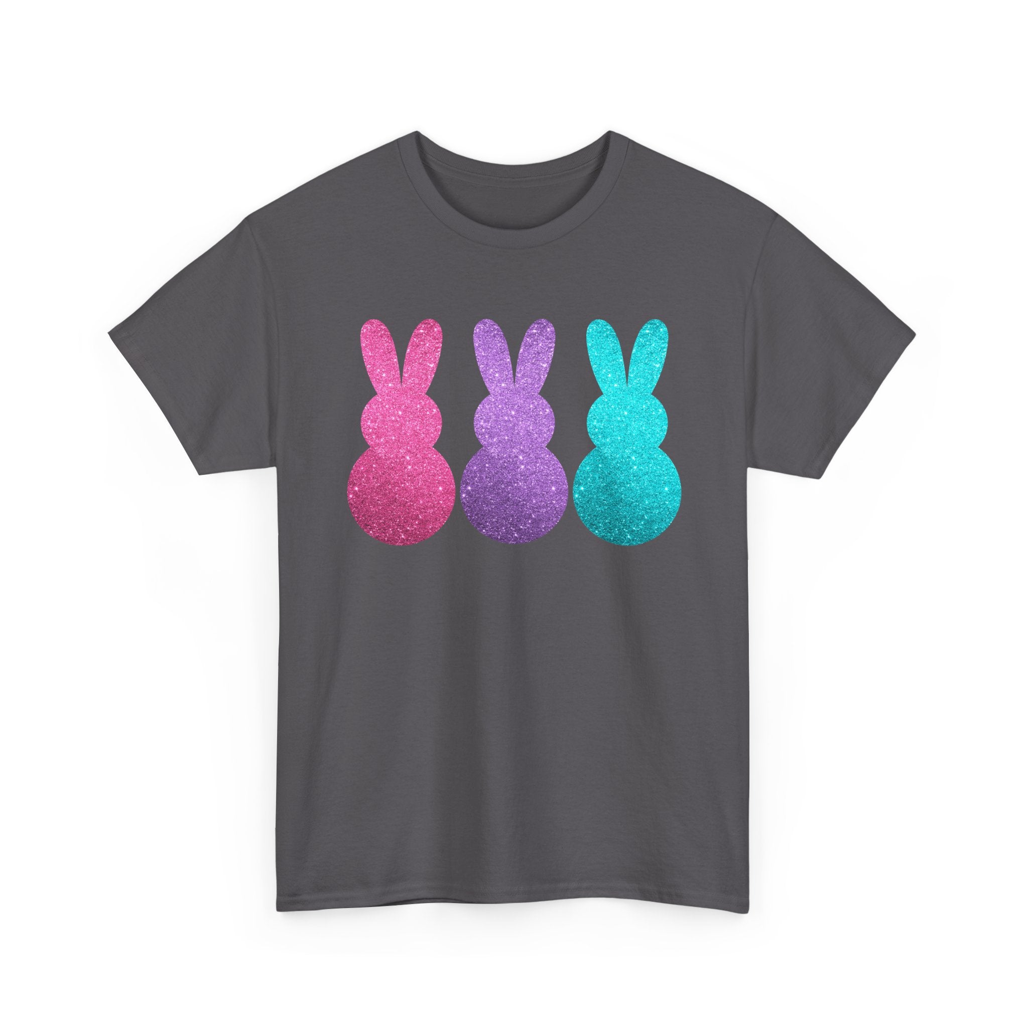 Glitter Pastel Bunny Trio Tee | Easter Rabbit Silhouette Shirt