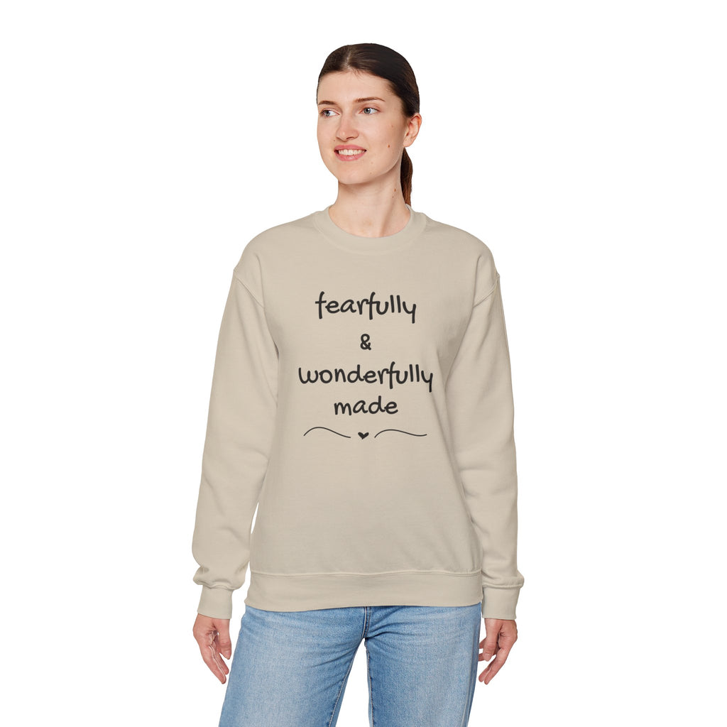 Faith-Based Crewneck Sweatshirt — "Fearfully & Wonderfully Made" Inspirational Pullover