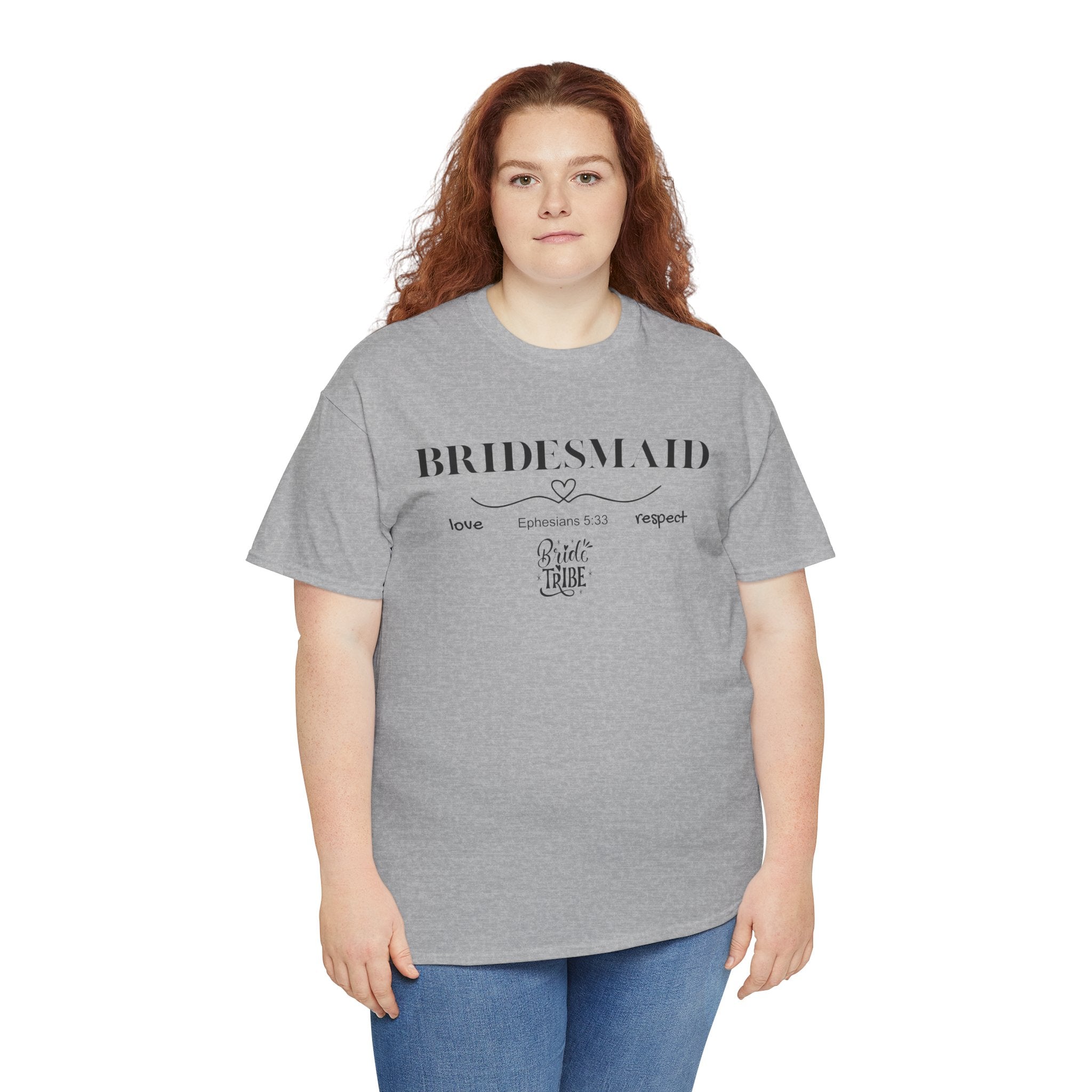 Bridesmaid T-Shirt — Elegant Script Bridal Party Tee (‘Bridesmaid’ with Heart) - Christian