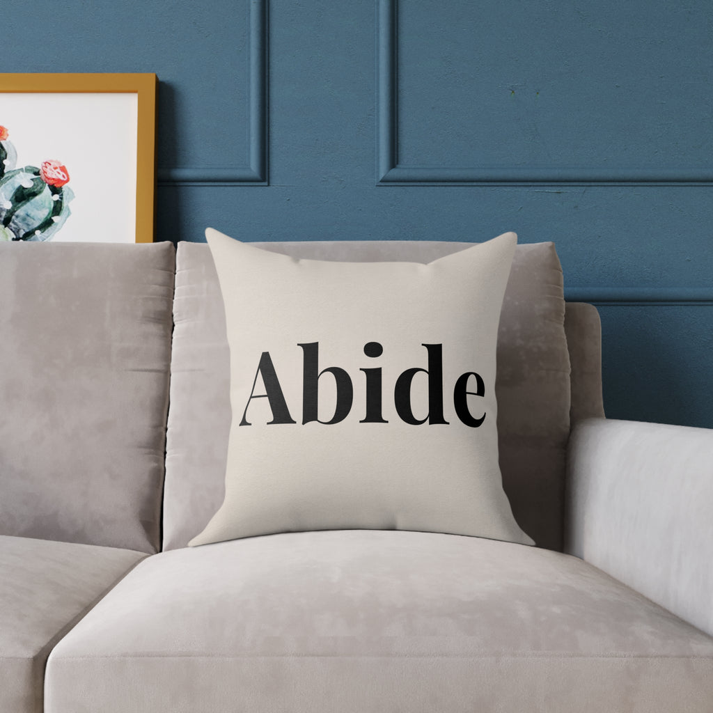 Abide Decorative Pillow — Minimalist Faith Inspired Canvas Throw Pillow with Typographic Text