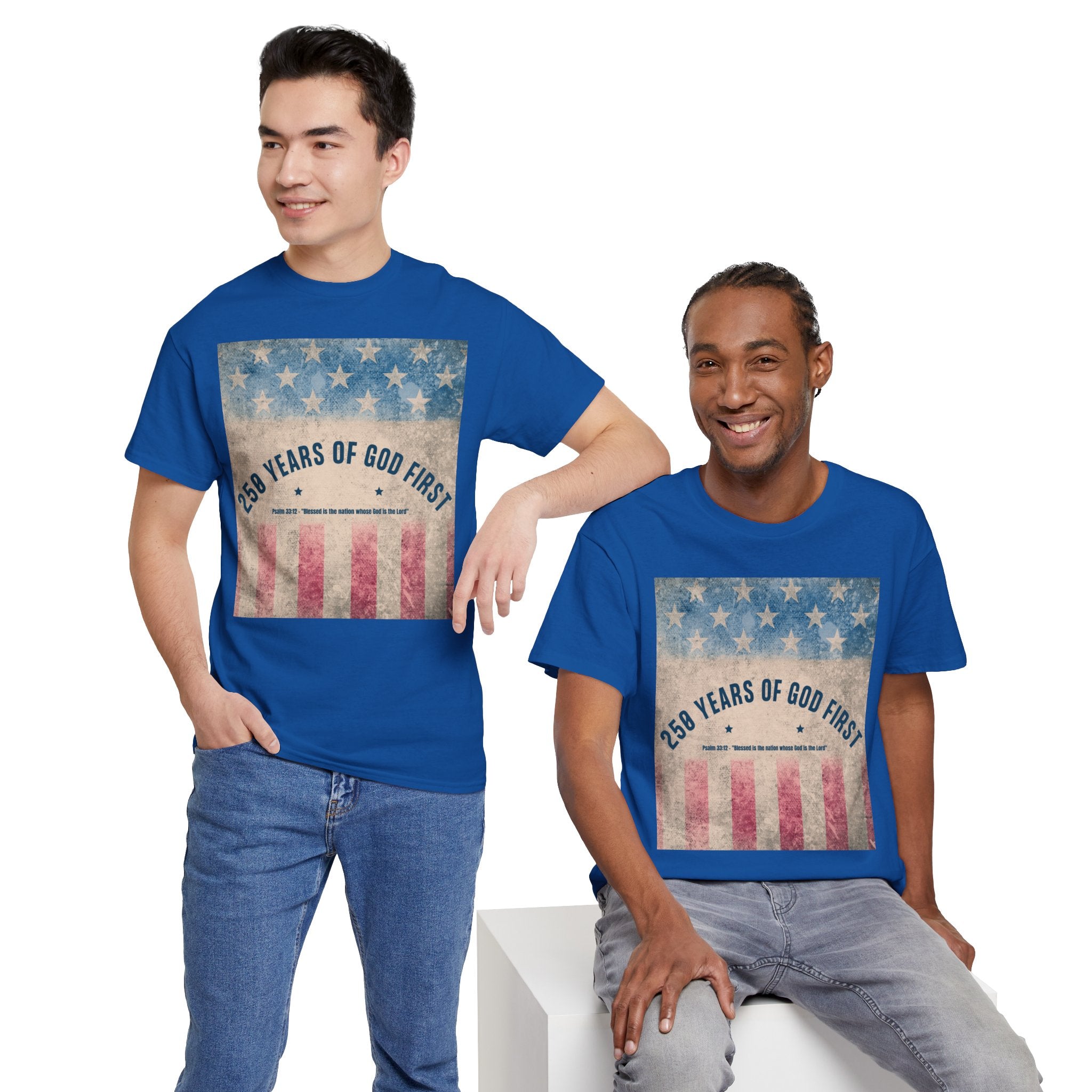 God First 250 Years Vintage American Flag  and Patriotic T-Shirt