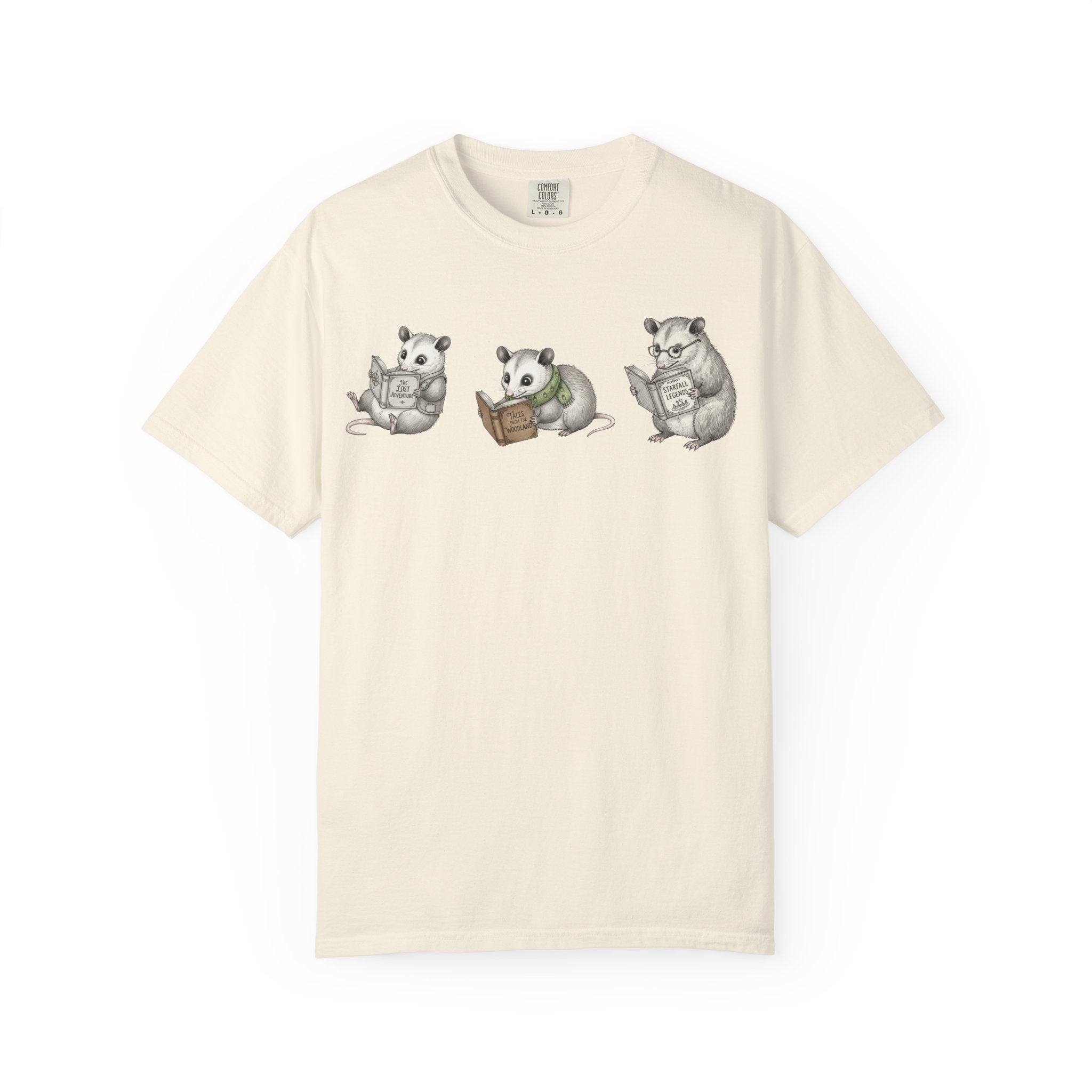 Reading Possum T-Shirt — Cute Trio Illustration Tee