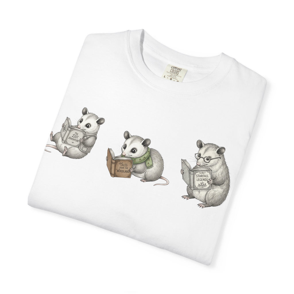 Reading Possum T-Shirt — Cute Trio Illustration Tee