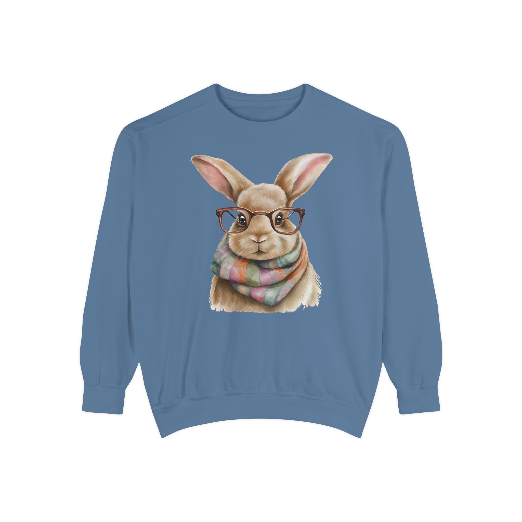 Library Book Bunny in Scarf Sweatshirt (Comfort Colors)