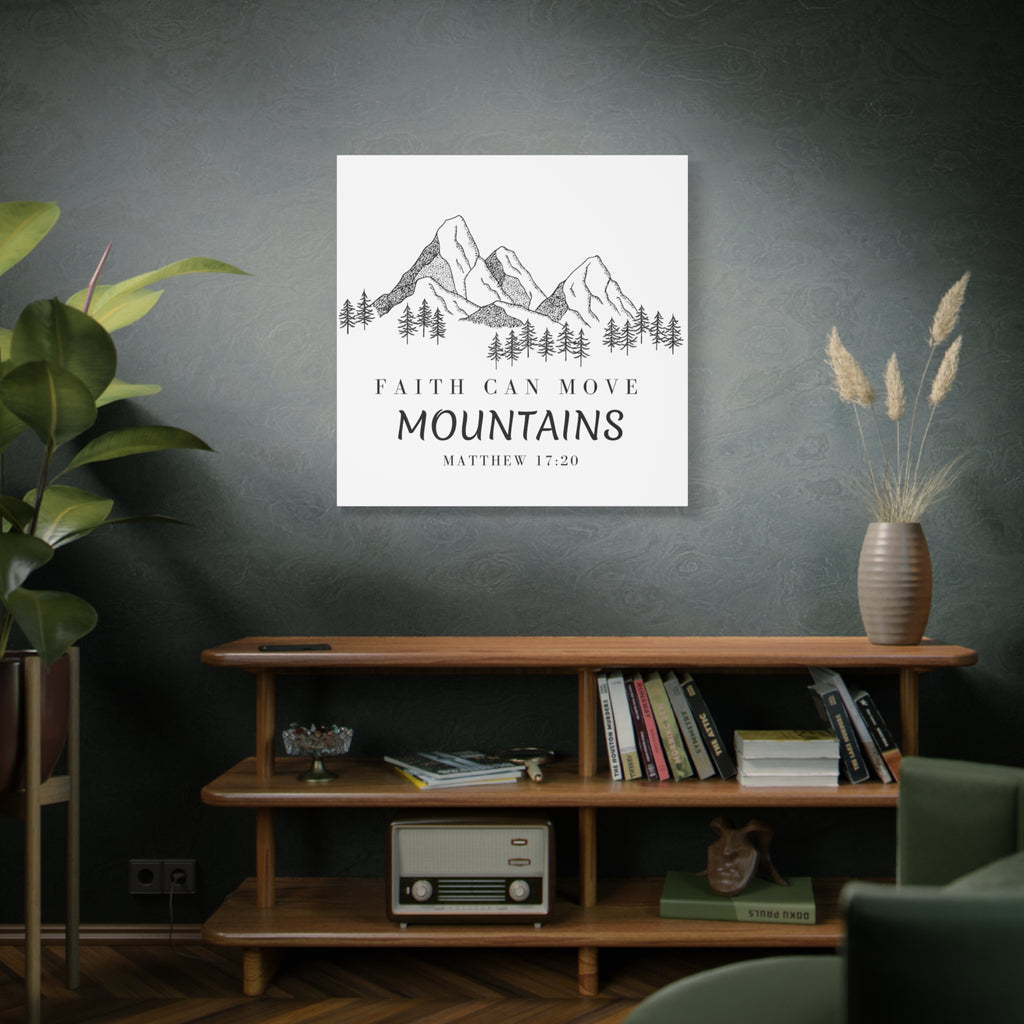 Faith Can Move Mountains Canvas Wall Art — Matthew 17:20 Inspirational Mountain Print