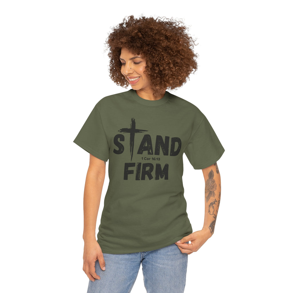 Stand Firm T-Shirt — Christian Faith Tee with Cross & 1 Cor 16:13 Inspirational Design