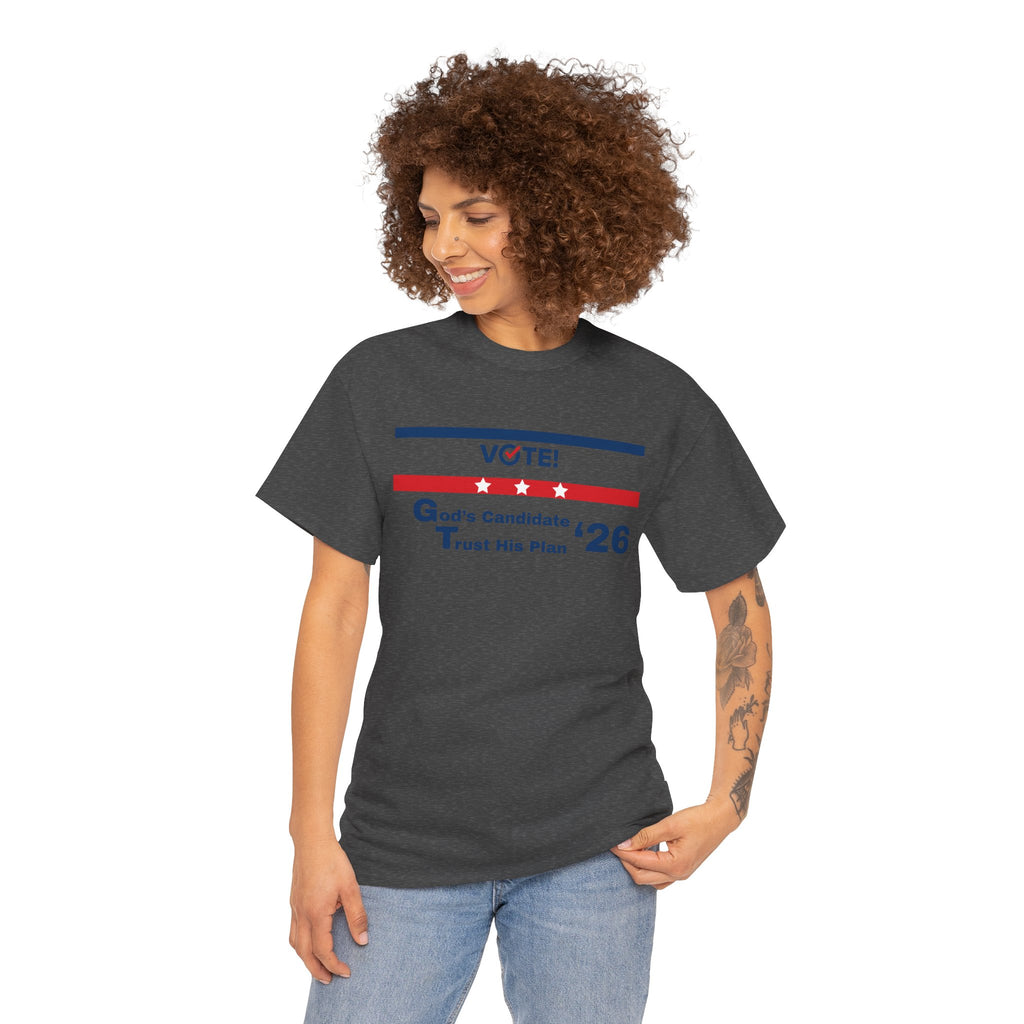 Political Vote '26 T‑Shirt — "God's Candidate Trust His Plan" Patriotic Tee