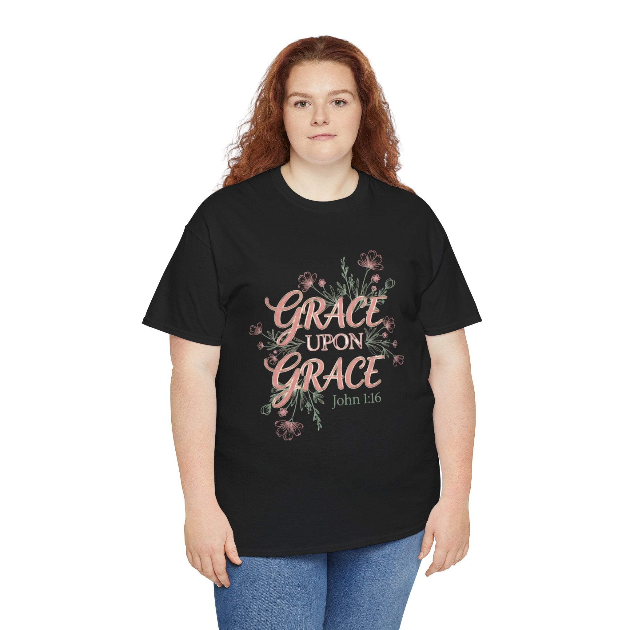 Grace Upon Grace Tee — John 1:16 Floral Christian T-Shirt
