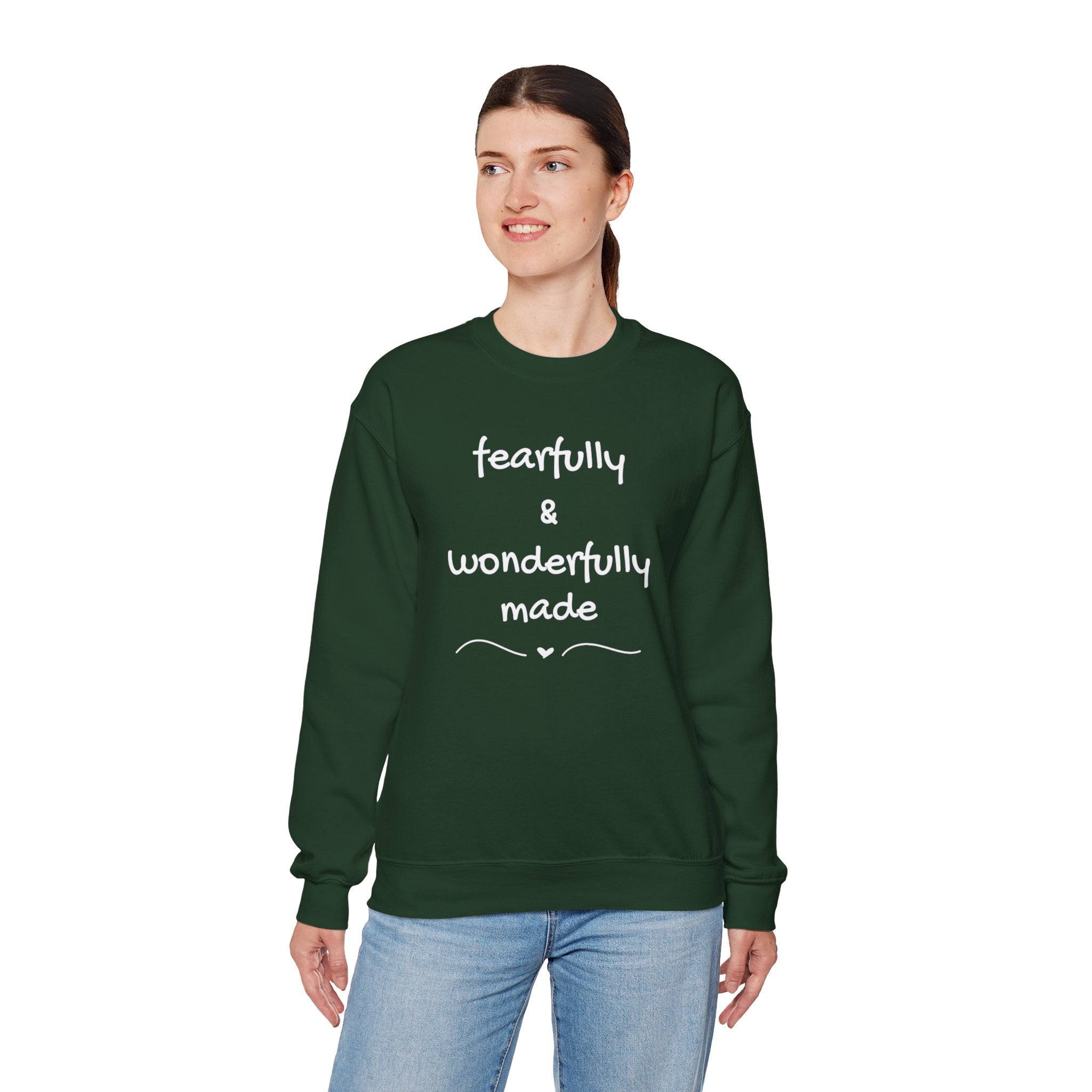Faith-Based Crewneck Sweatshirt — "Fearfully & Wonderfully Made" Inspirational Pullover