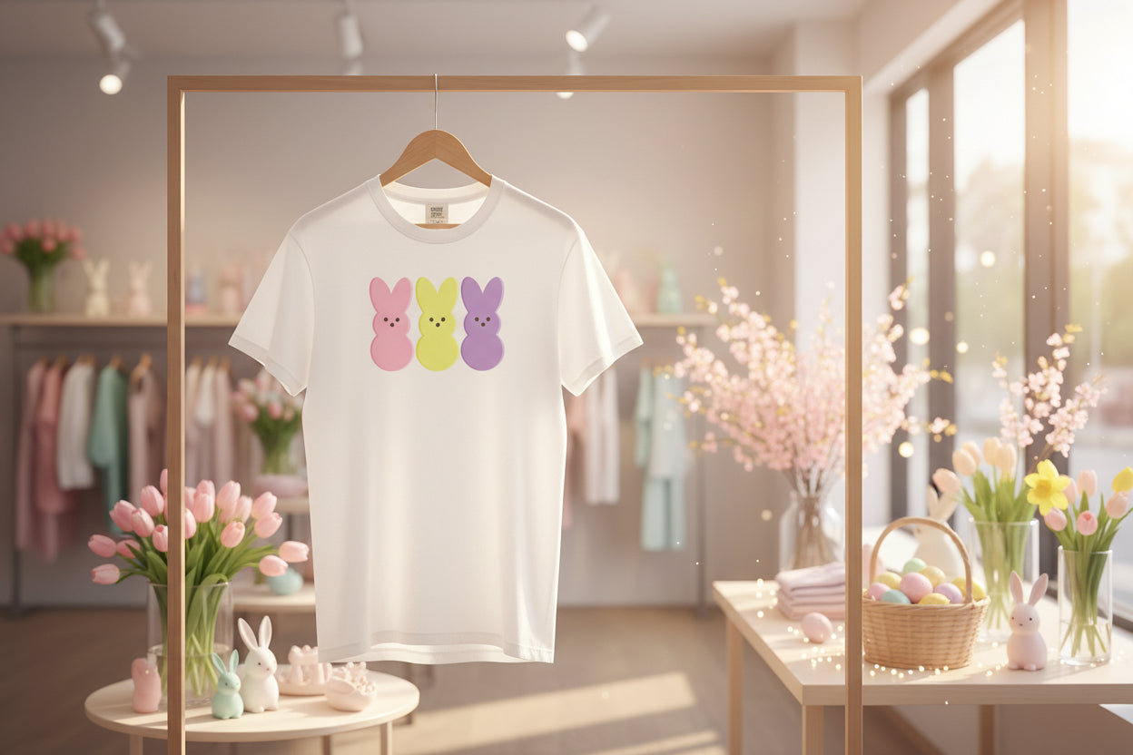 Easter Peeps Bunny T-Shirt — Pastel Marshmallow Bunny Tee (Comfort Colors)