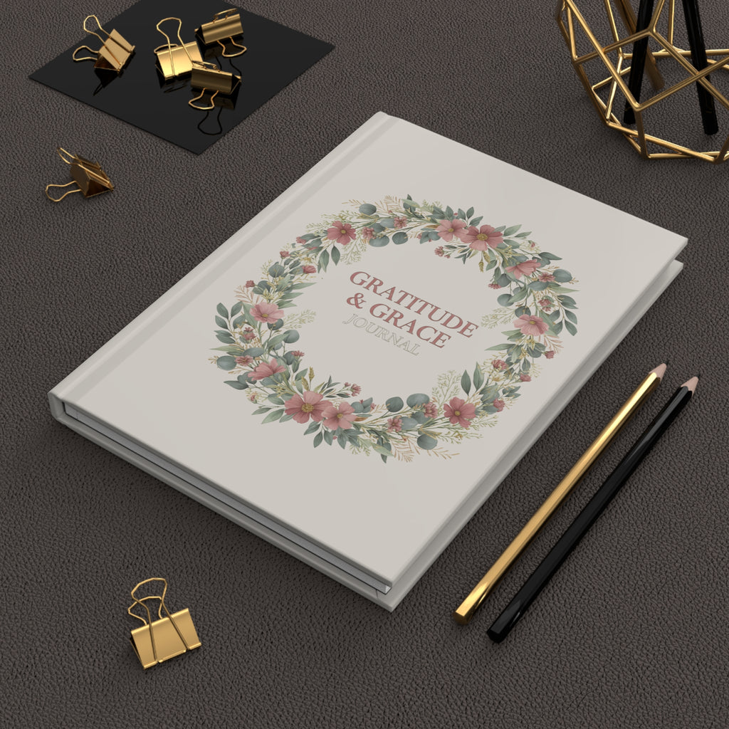 Gratitude & Grace Hardcover Journal — Floral Wreath Keepsake