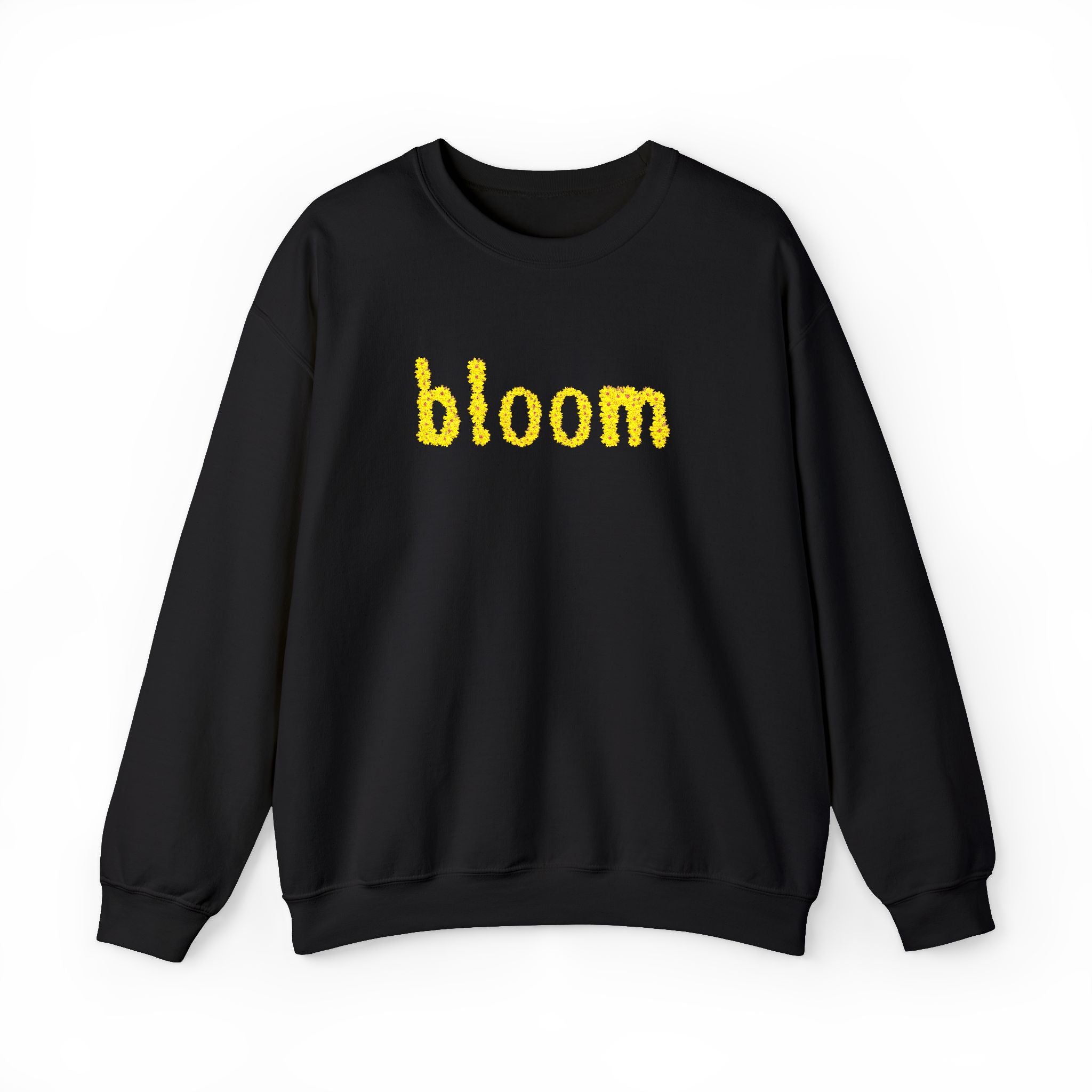 Embroidered Bloom Floral Crewneck Sweatshirt — Yellow Daisy “bloom” Design