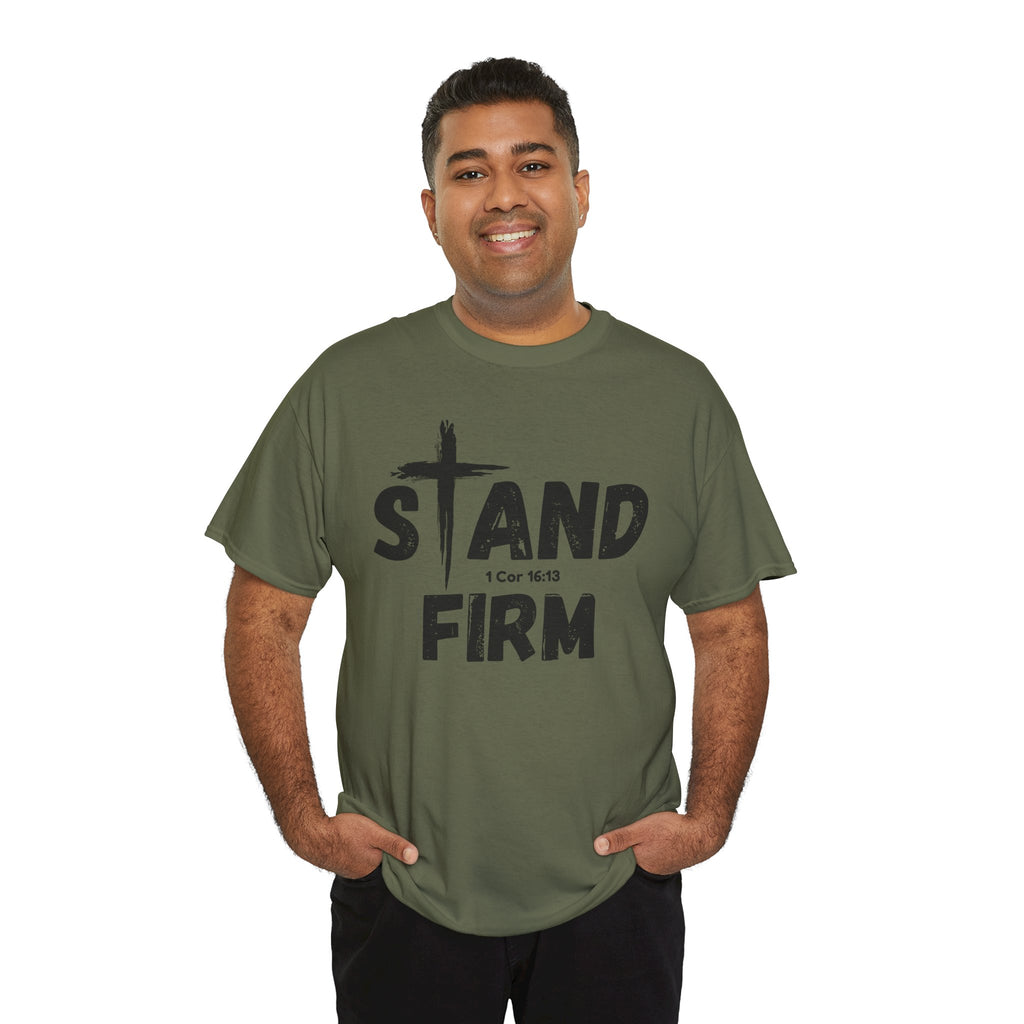 Stand Firm T-Shirt — Christian Faith Tee with Cross & 1 Cor 16:13 Inspirational Design